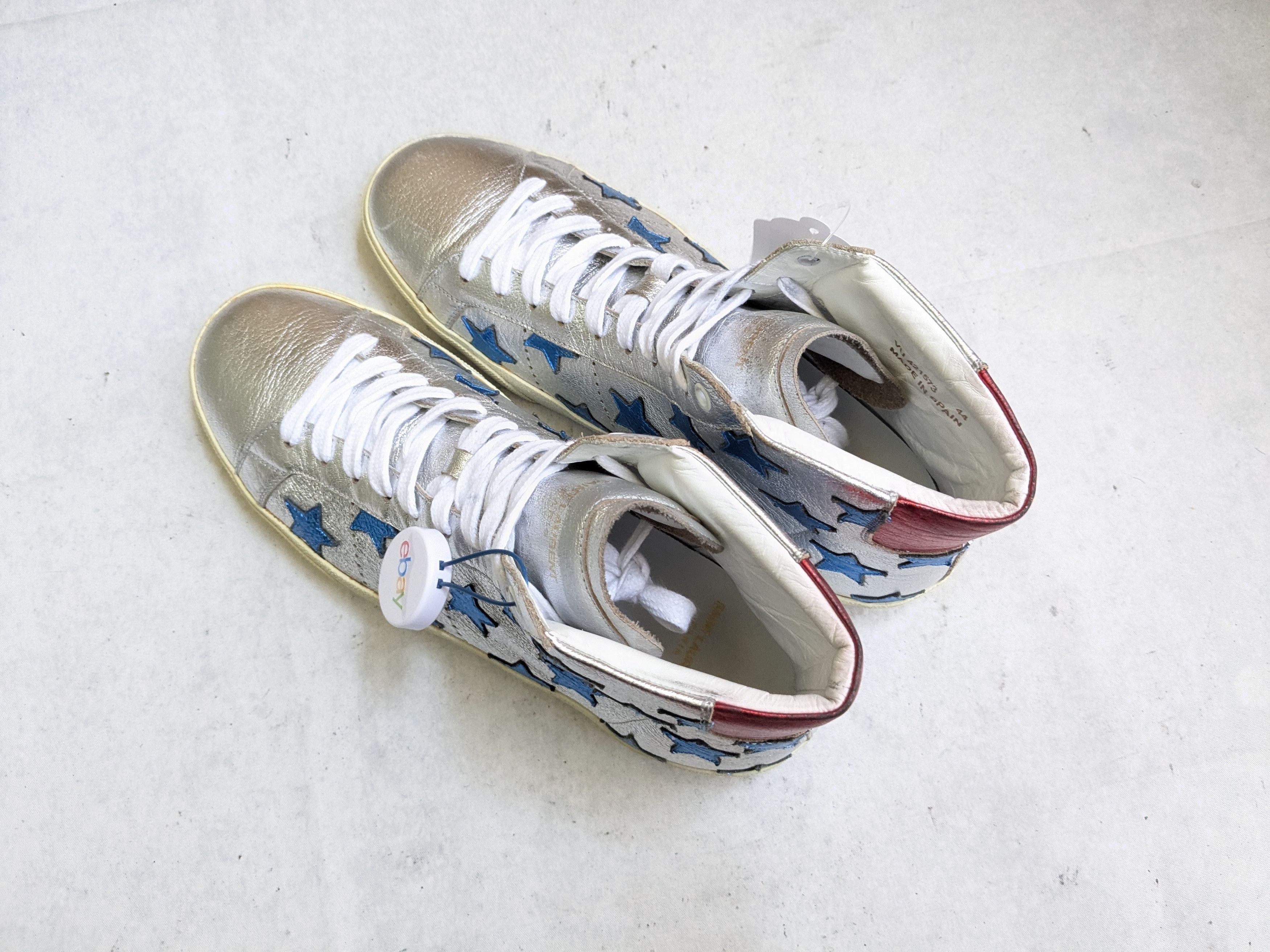 Saint Laurent Paris Saint Laurent High Top Sneakers 11 44 Stars Silver Blue Red Size US 11 / EU 44 - 12 Thumbnail