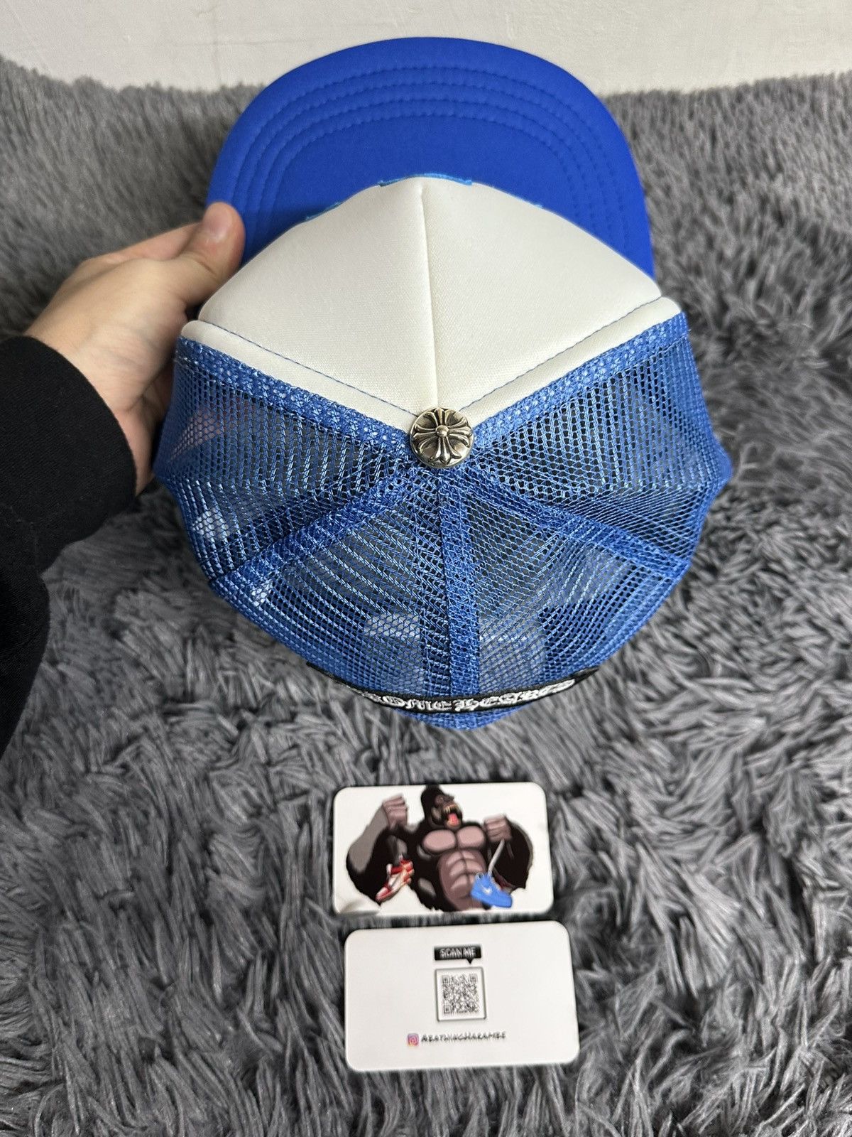 Chrome Hearts Chrome Hearts Cemetery Triple Cross Trucker Hat Blue Size ONE SIZE - 4 Thumbnail