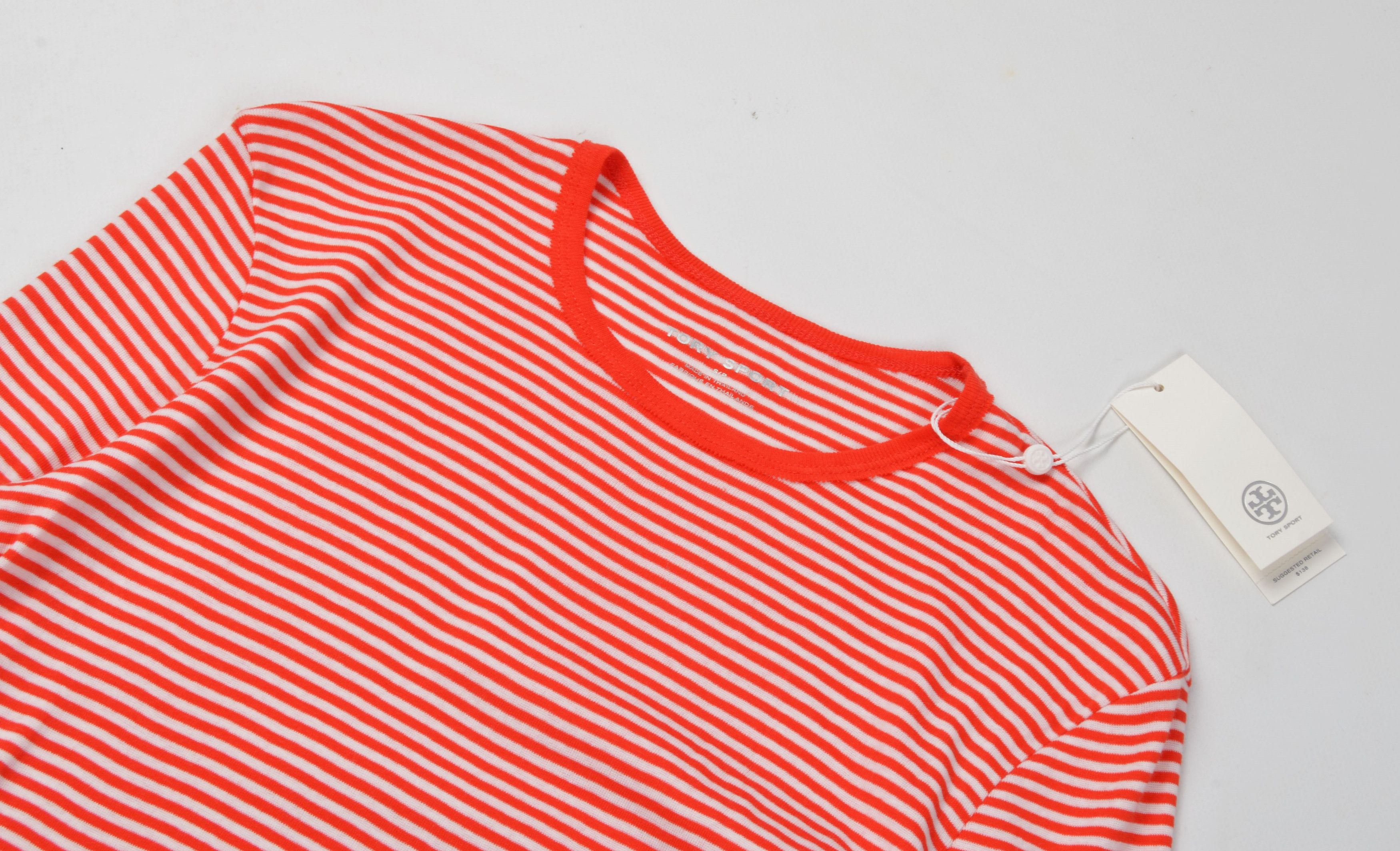 Designer × Tory Burch Tory Burch Red Striped Long Sleeve Logo Slim Fit Top Size S / US 4 / IT 40 - 5 Thumbnail