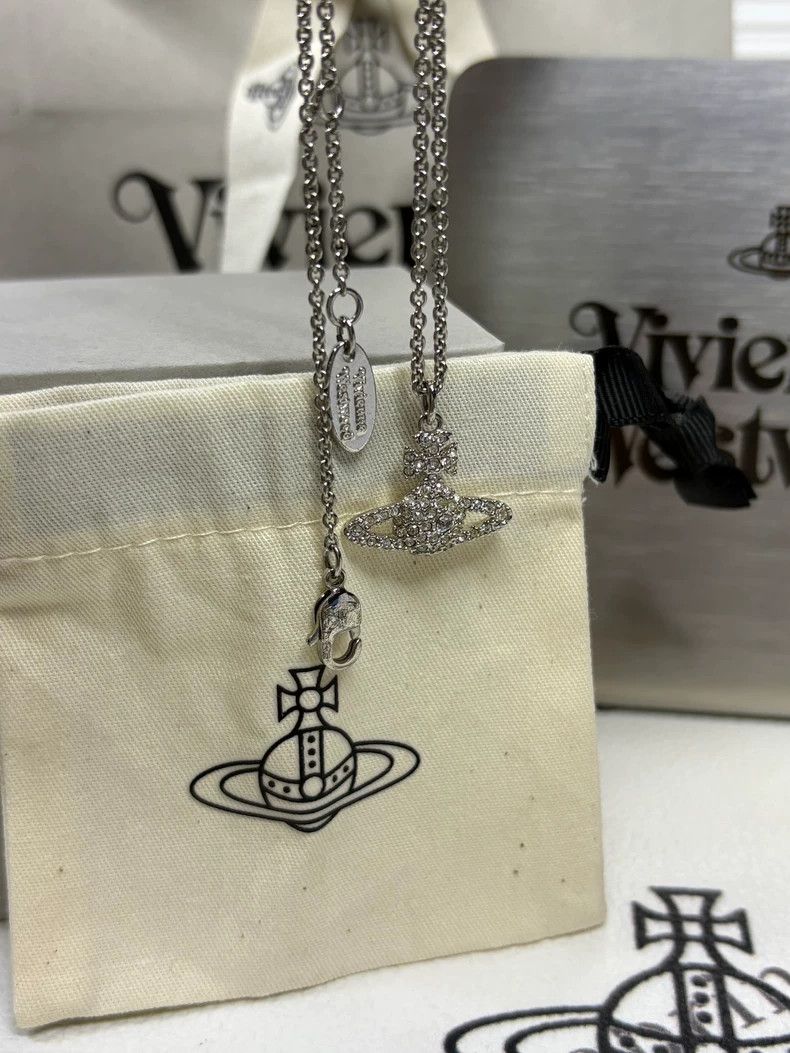 Vivienne Westwood Vivienne Westwood Graceful full diamond necklace-Silver Size ONE SIZE - 4 Thumbnail