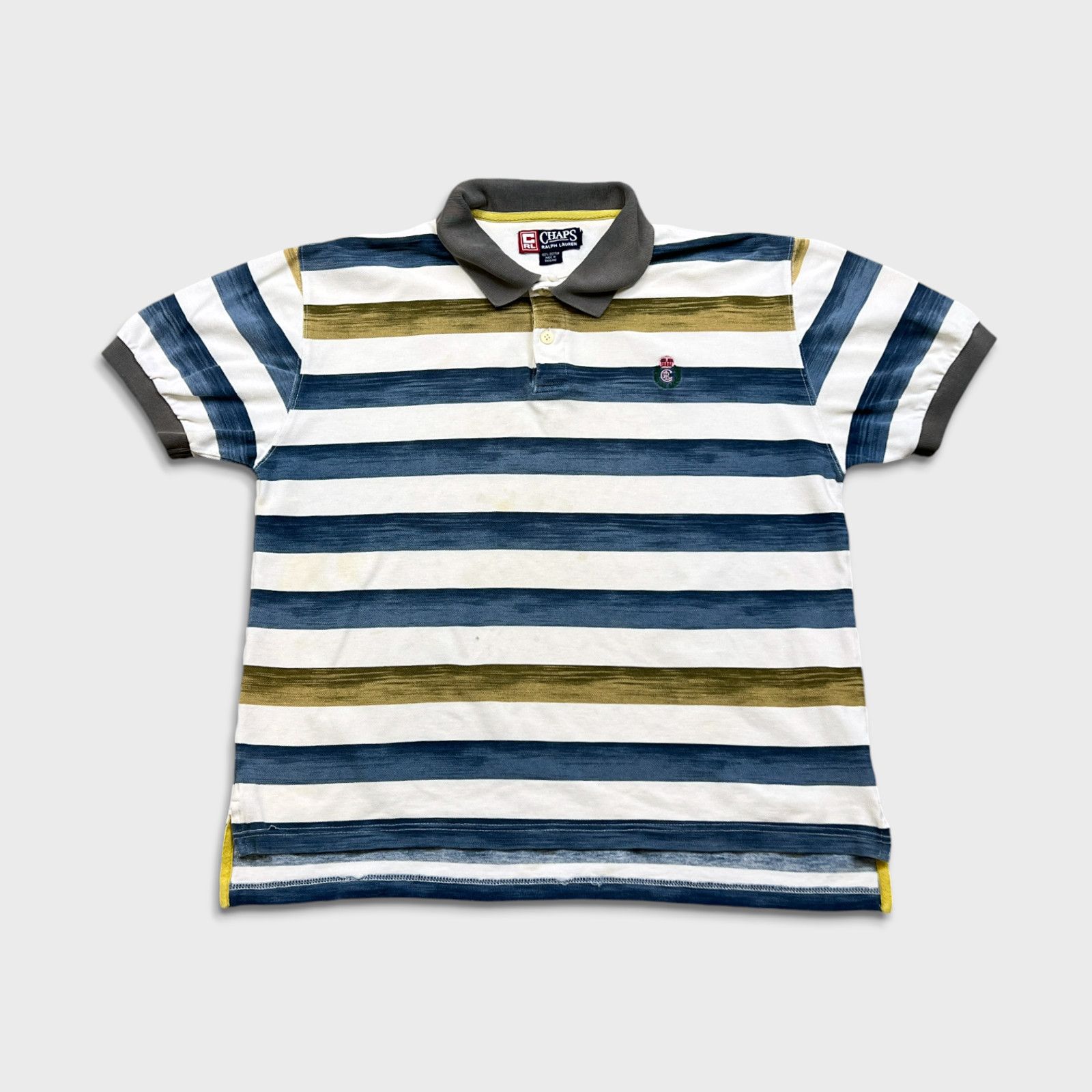 Polo Ralph Lauren × Vintage VTG 90s Chaps Ralph Lauren Polo Shirt Medium Crest Striped Size US M / EU 48-50 / 2 - 1 Thumbnail