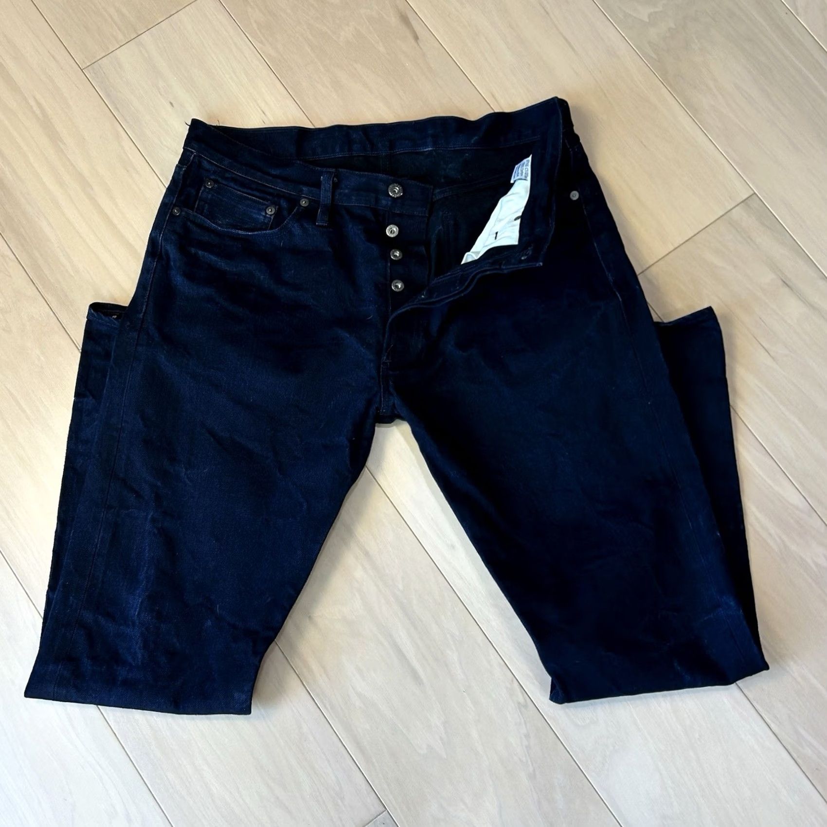 3sixteen VINTAGE 3sixteen CT-120x Classic Tapered Shadow Selvedge Denim Jeans Men’s 35x31 Blue Indigo 5-Pocket Logo Mens Size US 35 - 5 Thumbnail