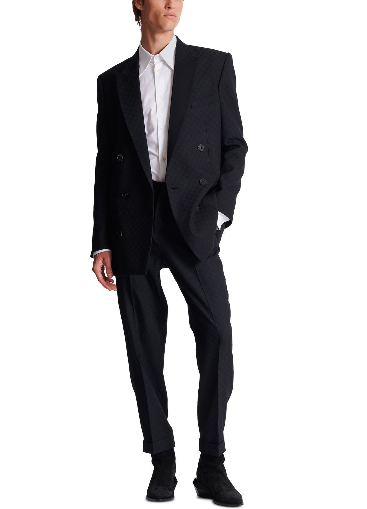 Balmain o1s1wg110125 Jacquard Monogram Blazer in Black Size US M / EU 48-50 / 2 - 5 Thumbnail