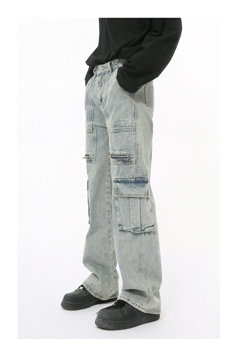 Japanese Brand × Jean Washed zip-up multi-pocket cargo jeans Size US 32 / EU 48 - 4 Thumbnail