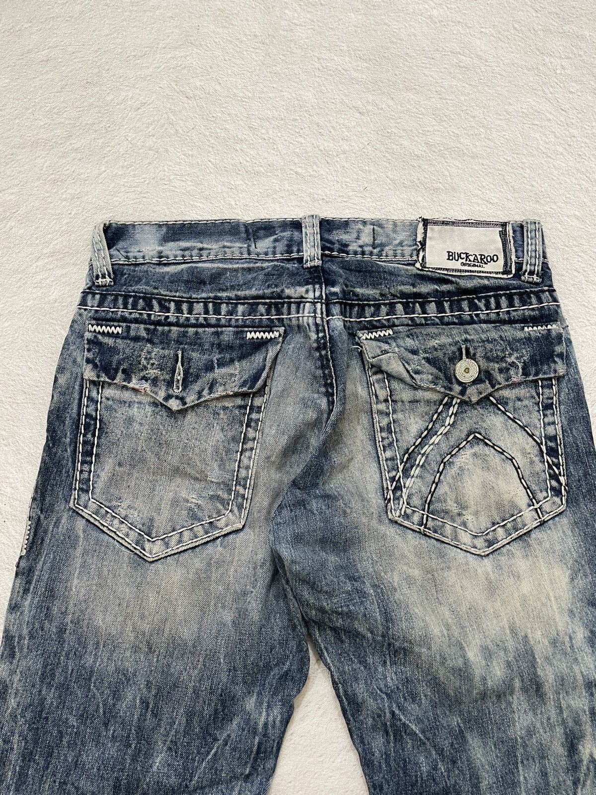 Japanese Brand 2000s Buckaro Heavy Distressed Denim Acid Wash Y2K Japan LGB Size US 34 / EU 50 - 9 Thumbnail