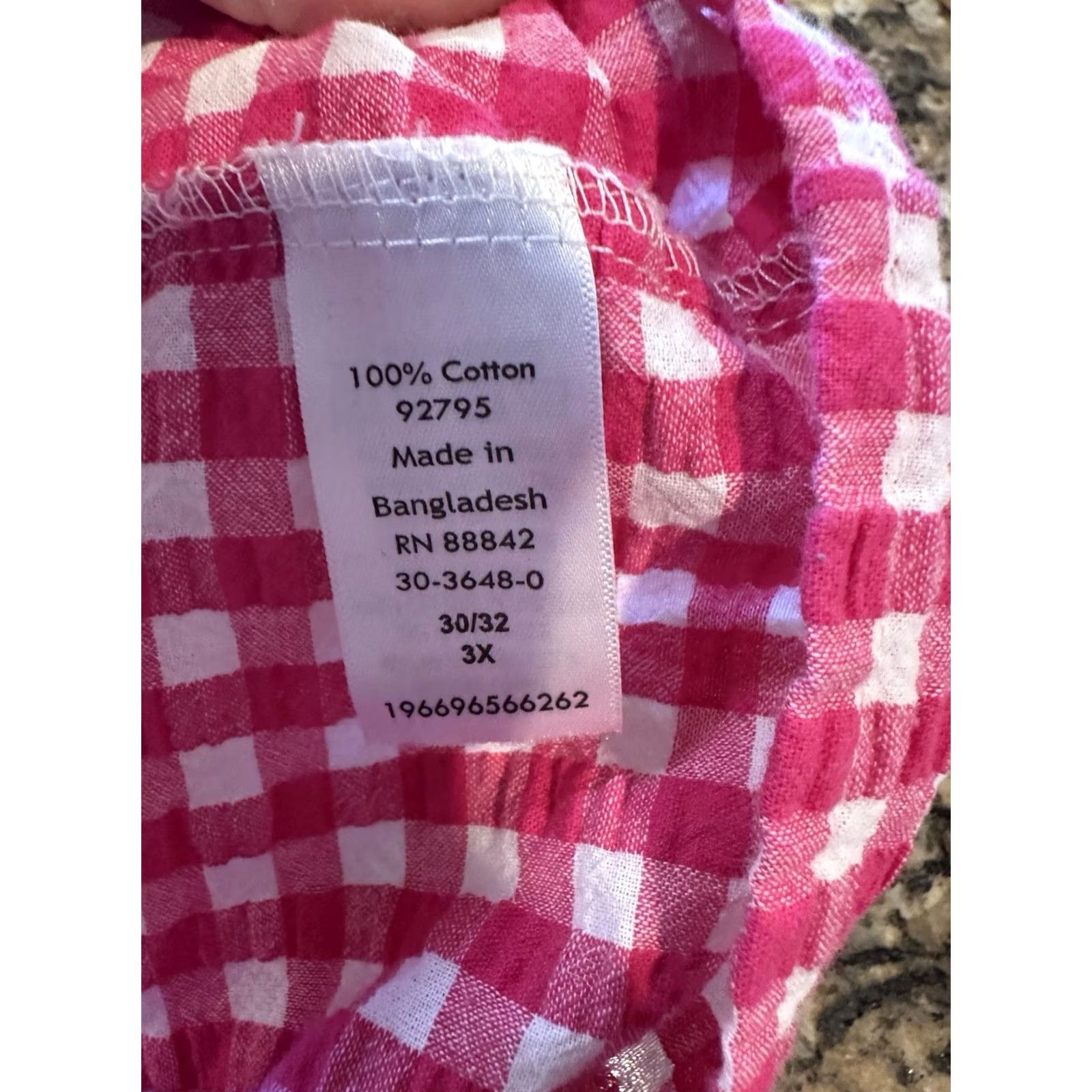 Vintage Woman Within Tunic Blouse Pink Gingham Seersucker 3/4 Sleeve Plus 3X Cotton Womens Size XXL / US 16-18 / IT 52-54 - 2 Thumbnail