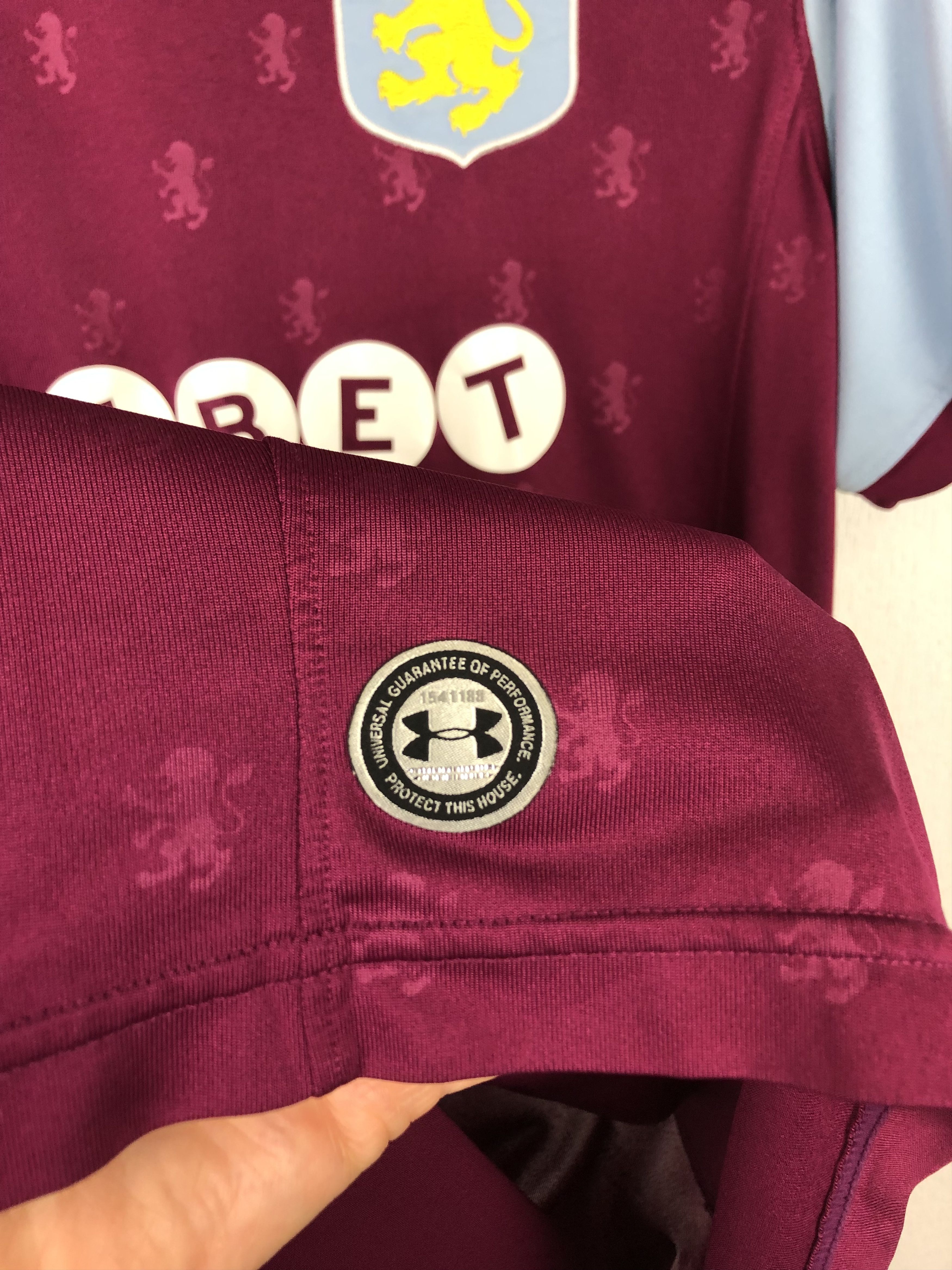 Under Armour Aston Villa football shirt 2017 Soccer Jersey Mens Trikot Size US M / EU 48-50 / 2 - 5 Thumbnail