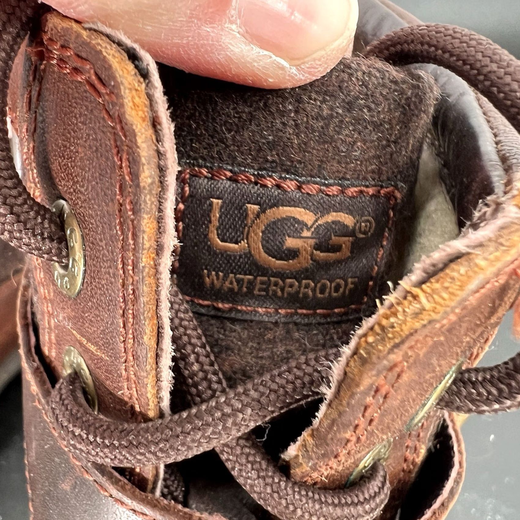 Ugg UGG Australia Kesey Women's Boots Brown Leather Sheepskin Lined Zip Ankle Town 7 Women Combat Waterproof Round Toe Buckle Logo Block Heel 1-1.9in Size US 7 / IT 37 - 2 Thumbnail