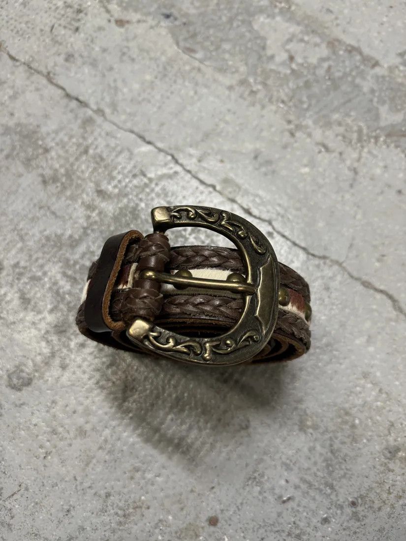 Designer × Dolce & Gabbana × Vintage 2000s Dolce & Gabbana Woven Leather Cow Pony Hair Belt Size ONE SIZE - 10 Thumbnail