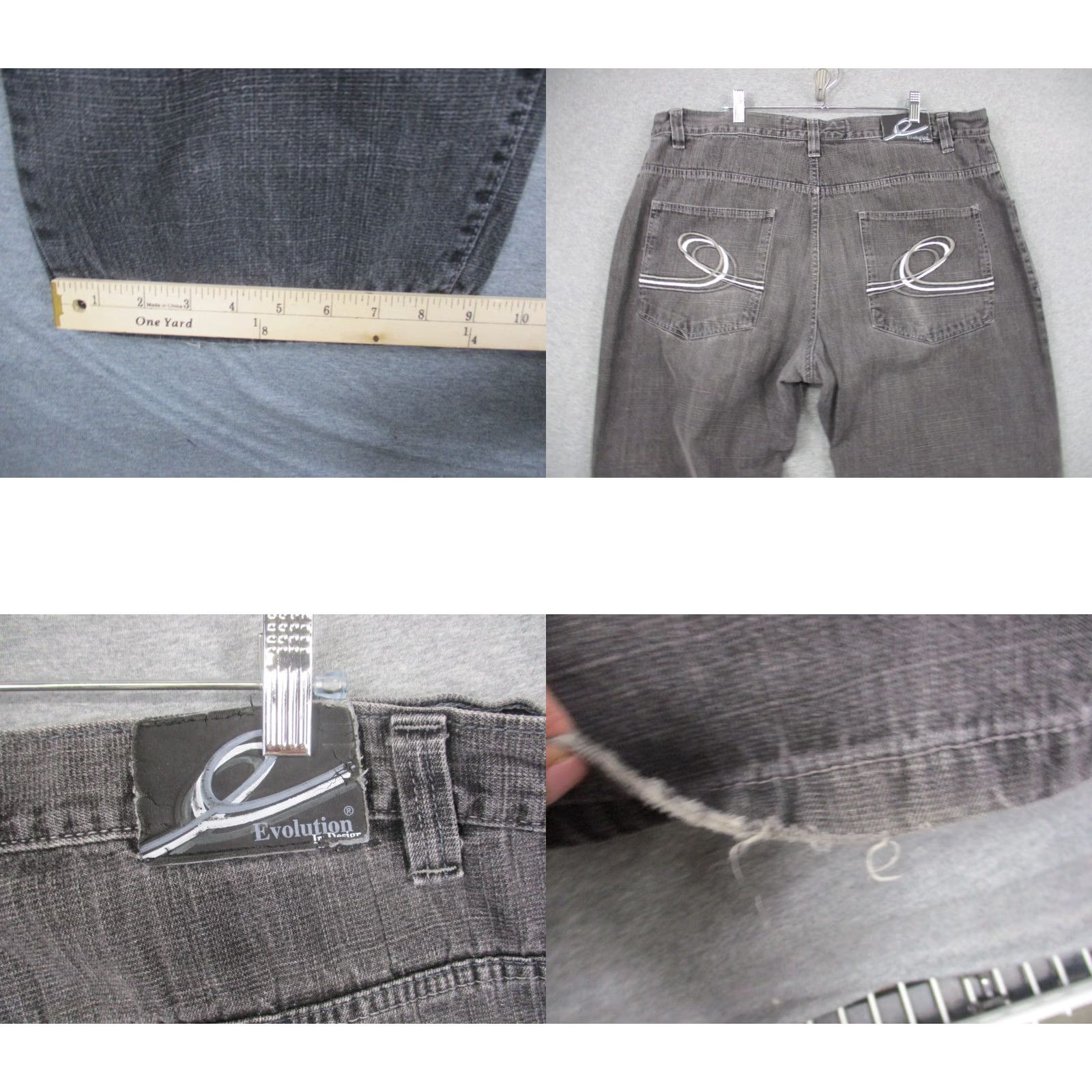 Vintage Evolution Jeans Men’s 42x32 Black Dark Wash Baggy Wide Leg Denim Relaxed 42 32 Inseam 42in Dark Wash Mens Jeans Size US 42 / EU 58 - 8 Thumbnail