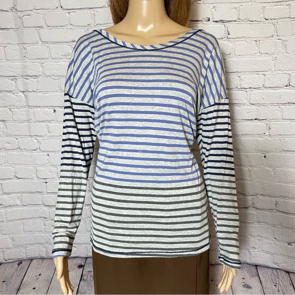 Other Soft Surroundings Cross Back Long Sleeve Striped Rayon Top M Size M / US 6-8 / IT 42-44 - 2 Thumbnail