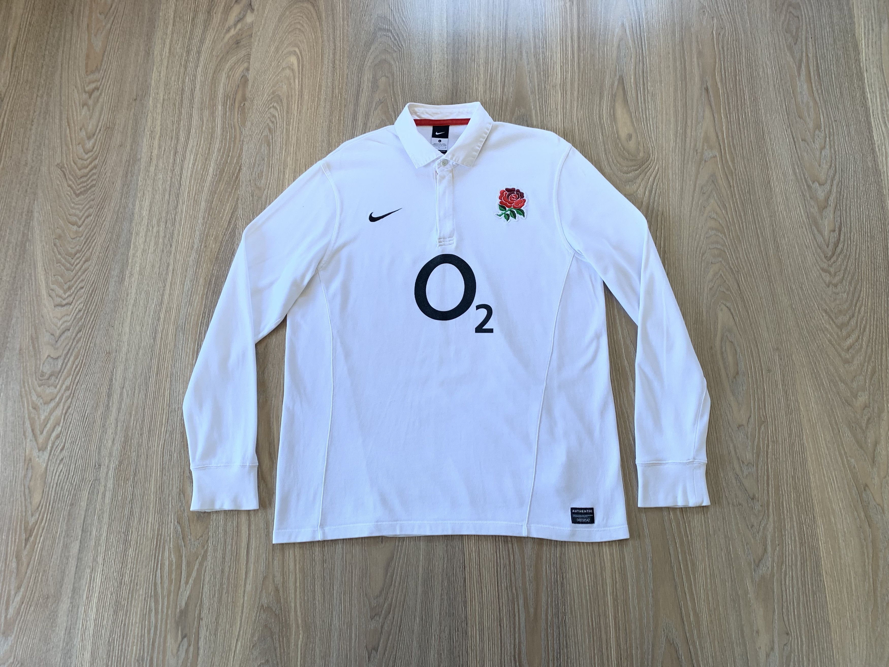Nike × Vintage Nike England O2 Long Sleeve Cotton Rugby Jersey Size US L / EU 52-54 / 3 - 1 Thumbnail