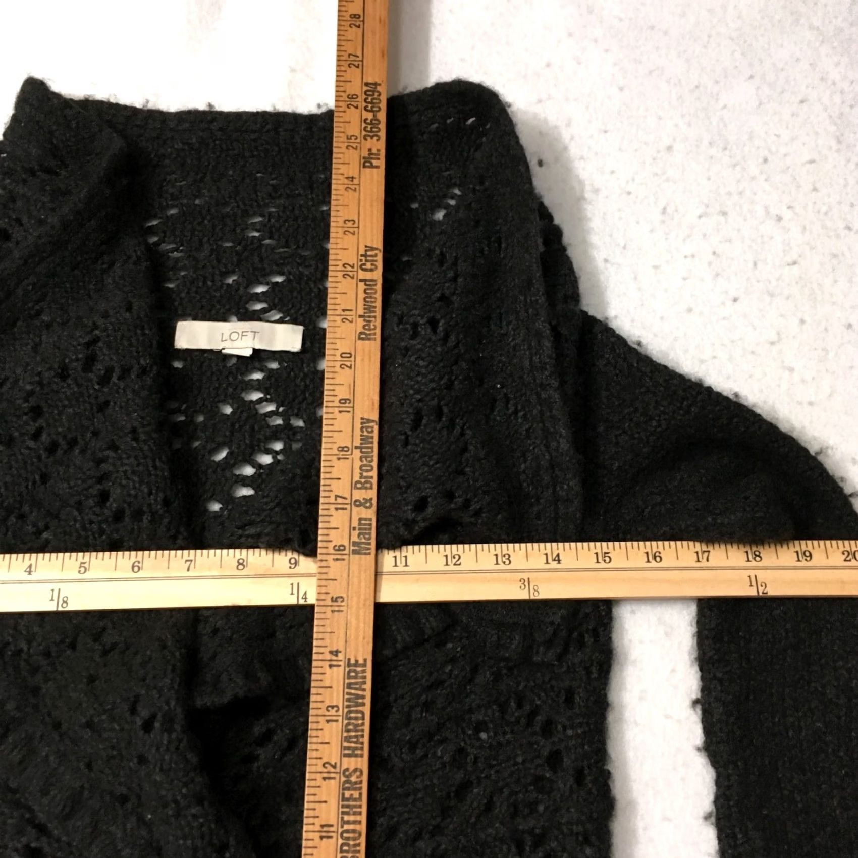 Loft LOFT XS Black Open Crocheted Cotton Long Sleeve Sweater Womens Size XS / US 0-2 / IT 36-38 - 2 Thumbnail