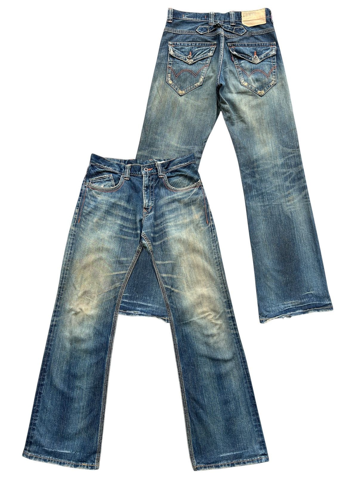 Edwin Japan Distressed Mudwash Flare Denim Jeans 34x33