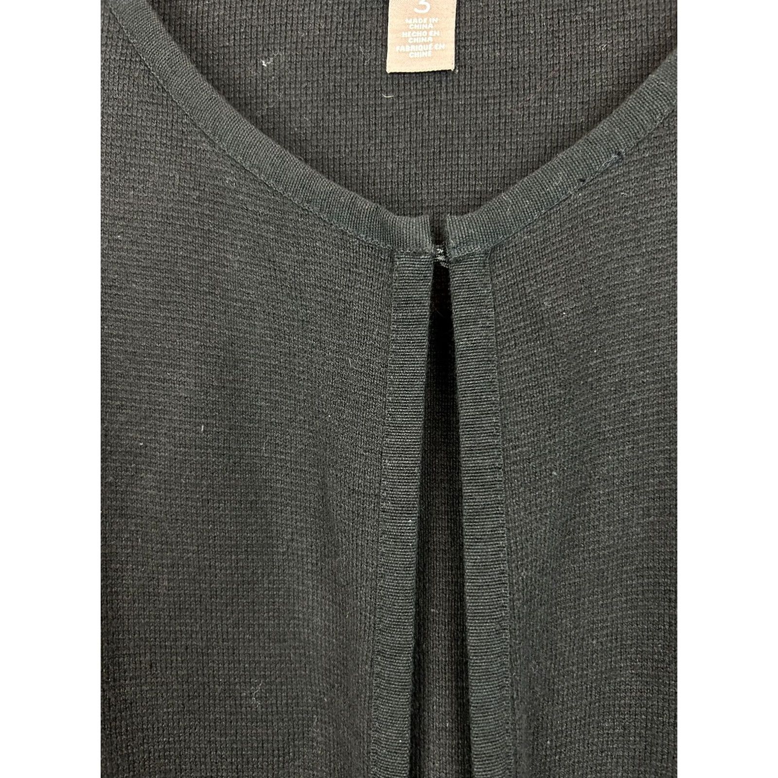 Vintage Chicos Womans Sweater Cardigan Knit L 3 Black Open Front One Hook Pocket Capsule Size L / US 10 / IT 46 - 5 Thumbnail