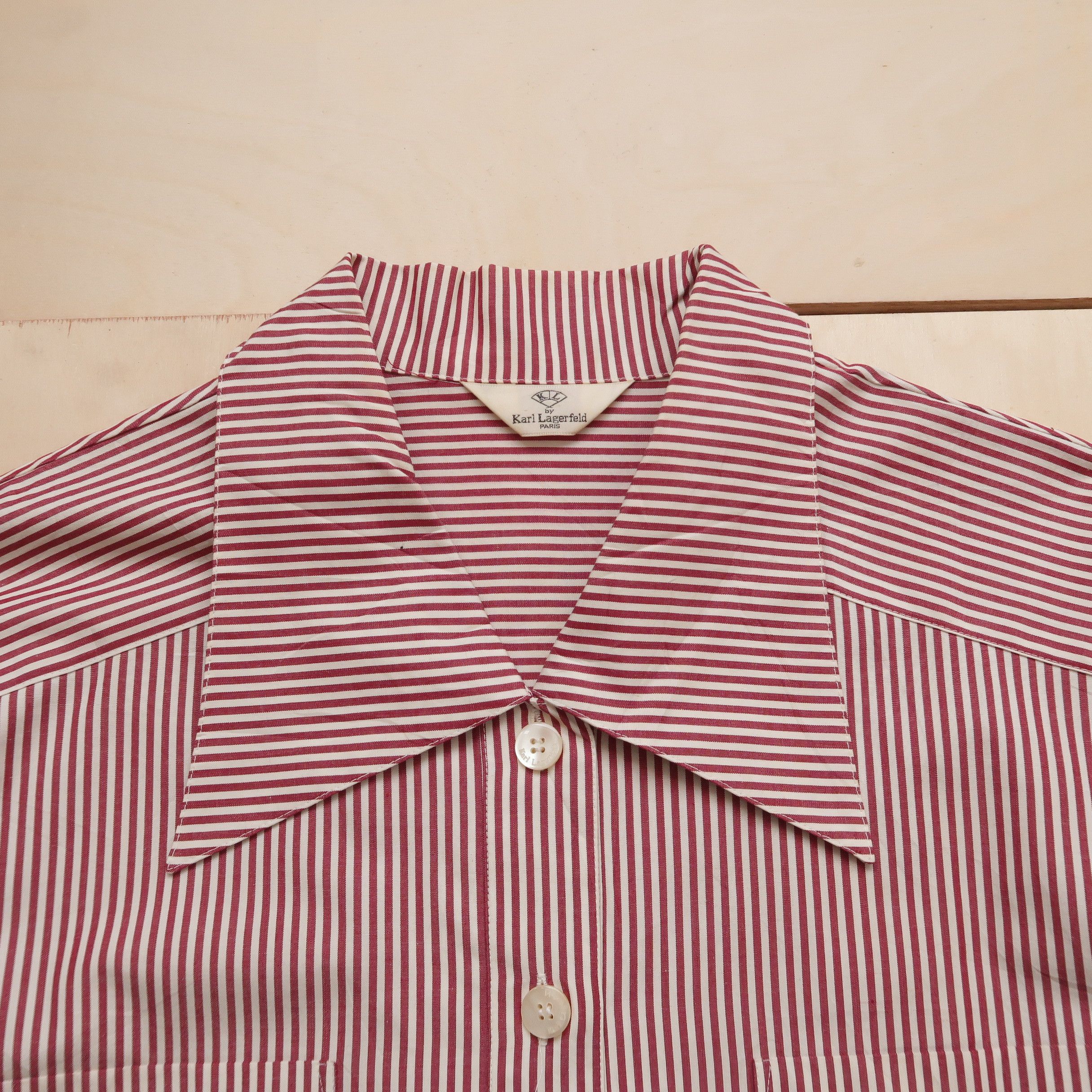 Japanese Brand 1990s Karl Lagerfeld Stripe Party Shirt Laces Size US M / EU 48-50 / 2 - 3 Thumbnail