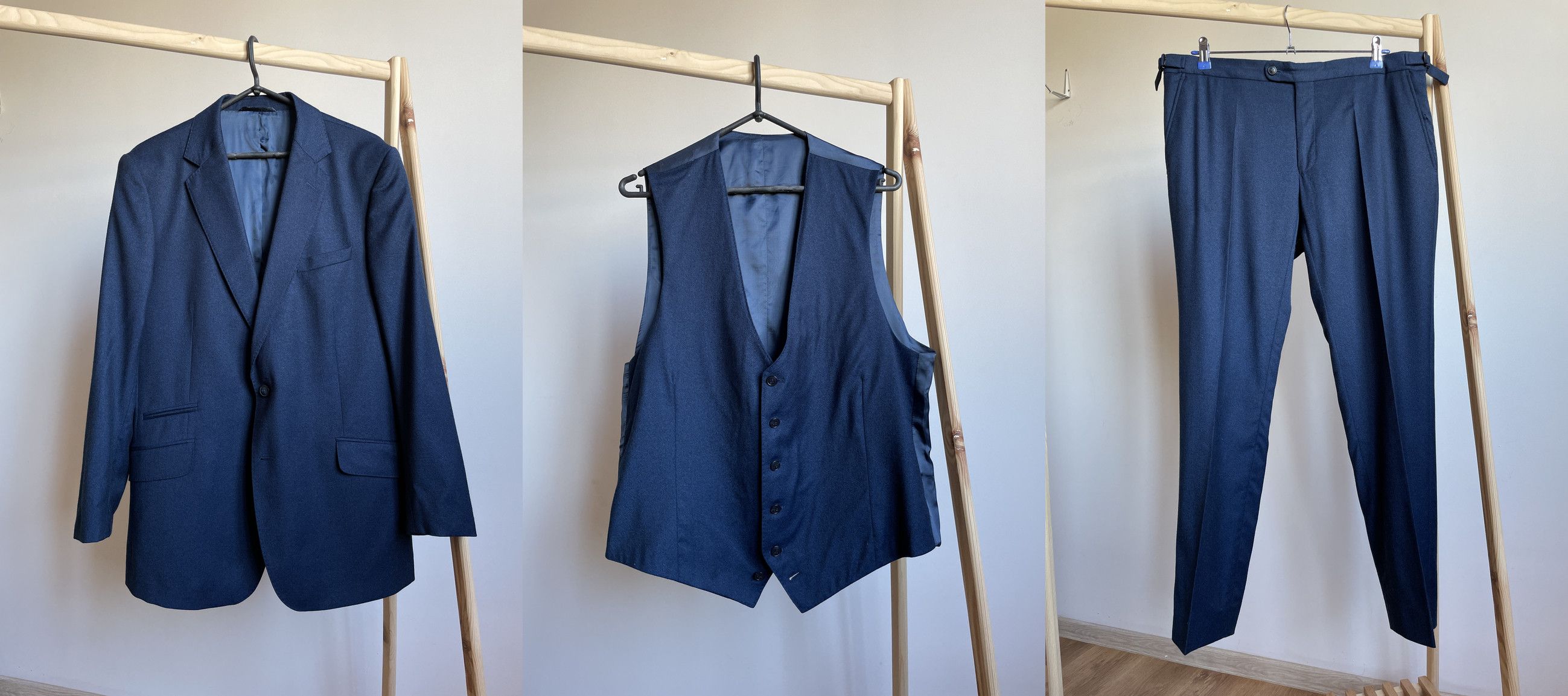 Other Clements and Church Bespoke 3 Pieces Navy Wool Suit Size 44R - 1 Thumbnail