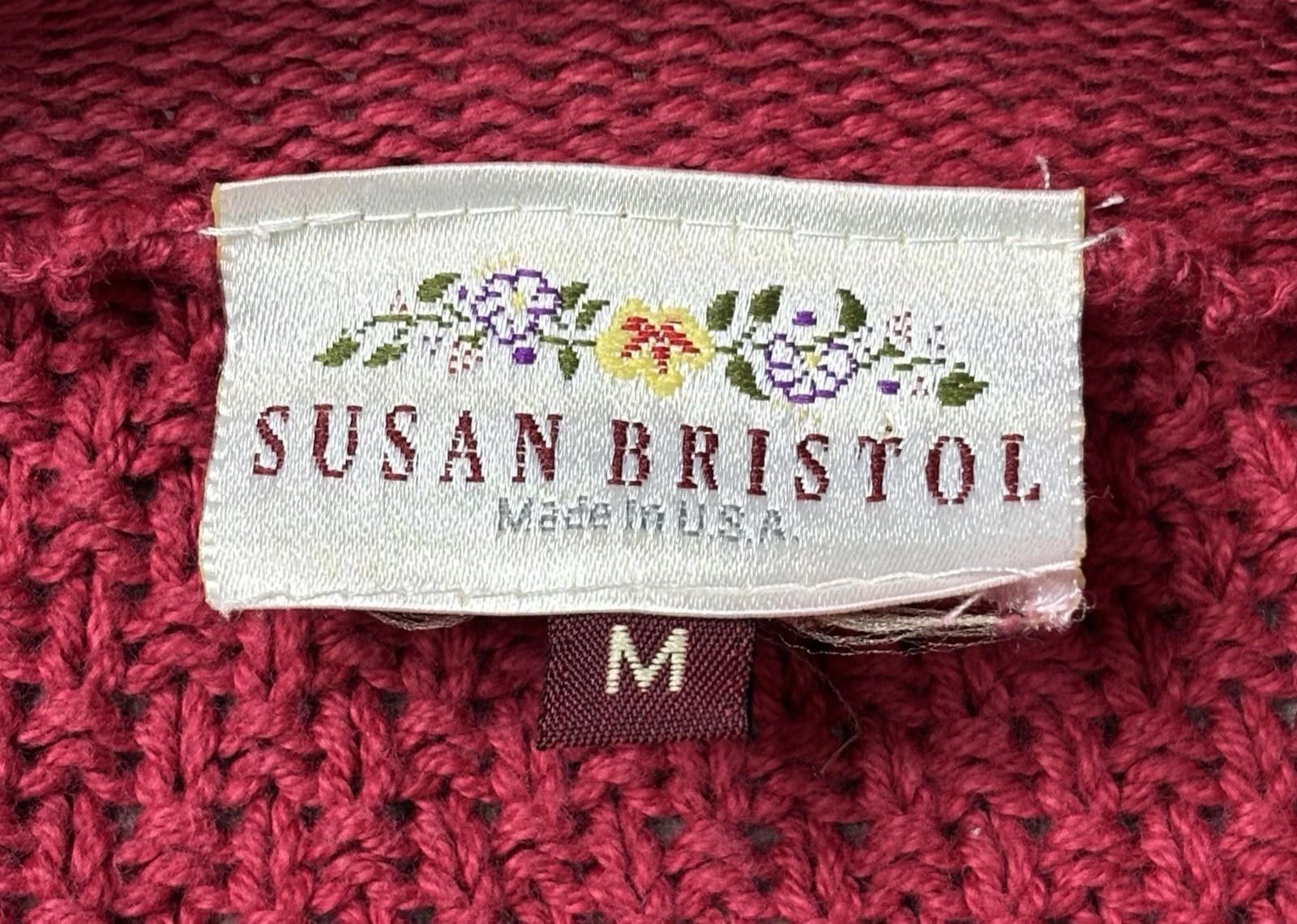 Other VTG Susan Bristol Cardigan Sweater Women's Medium Cable Knit Size M / US 6-8 / IT 42-44 - 2 Thumbnail