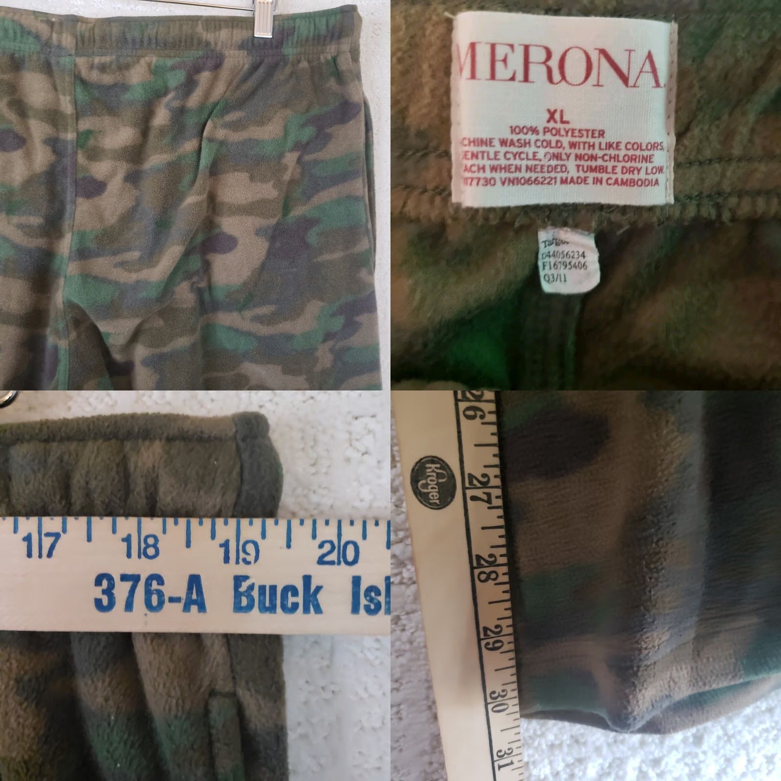 Merona Merona Pants Mens XL Gray Lounge Green Fleece Camouflage Drawstring Comfy Warm Size US 36 / EU 52 - 9 Thumbnail