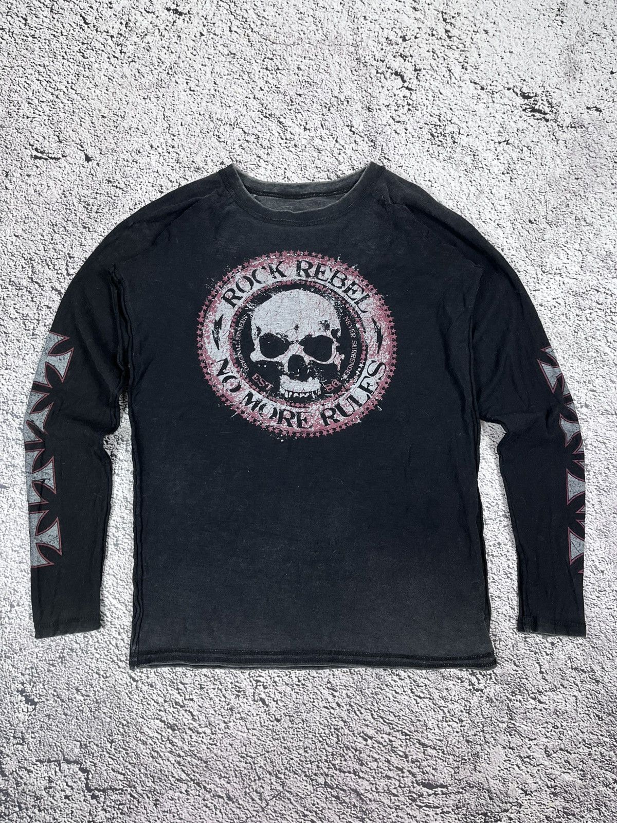 Vintage Affliction Style Rock Rebel Faded Reversible Tee