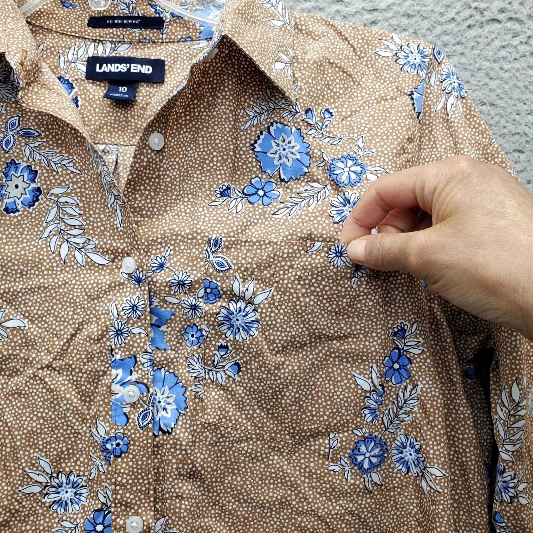 Lands' End Lands' End Casual Shirt Womens Size 10 Multicolor Floral Supima Cotton Non Iron Collared Shirt Size L / US 10 / IT 46 - 4 Thumbnail
