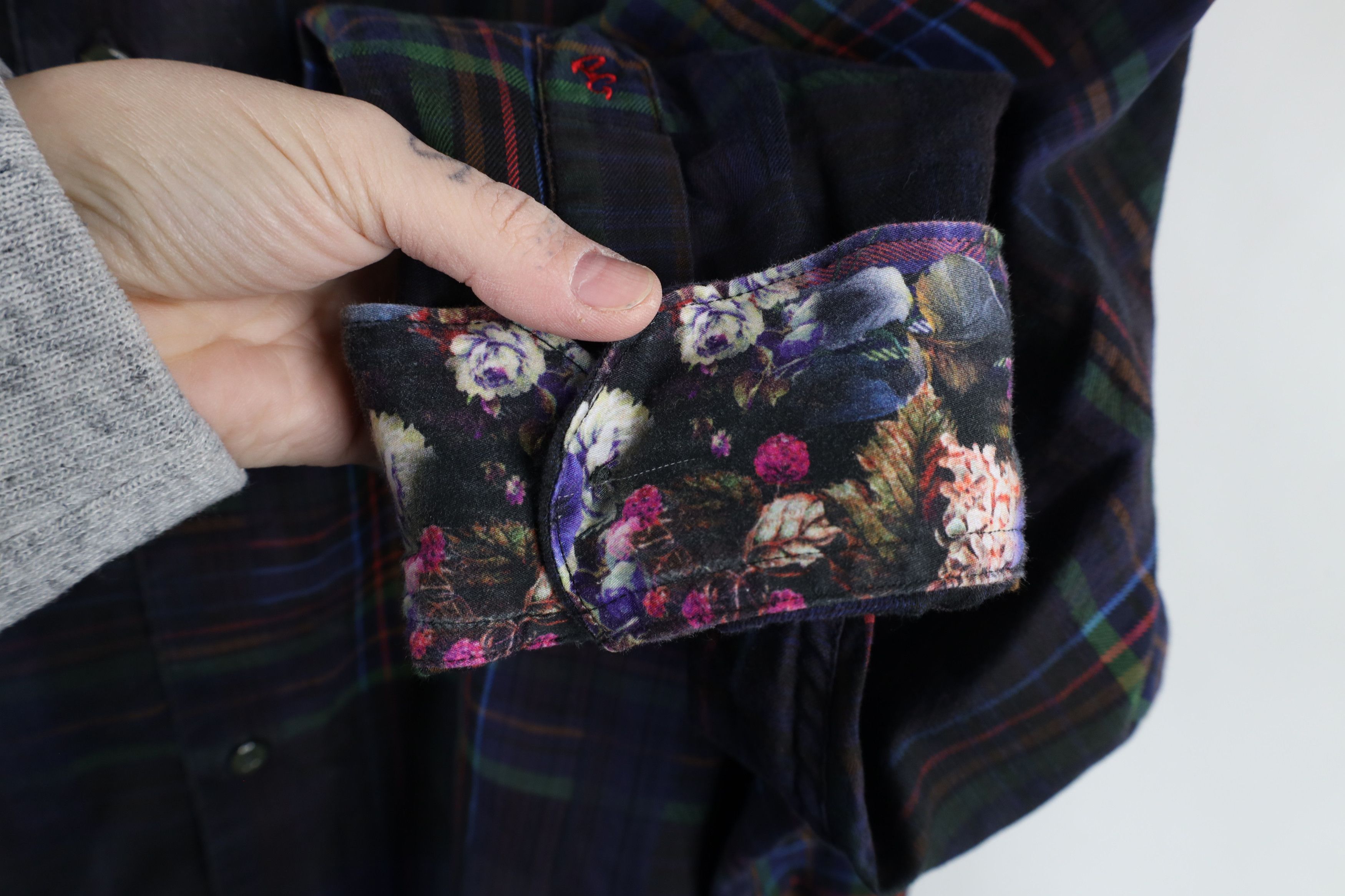 Robert Graham × Vintage Robert Graham Plaid Flower Flip Cuff Collared Button Shirt Size US XXL / EU 58 / 5 - 5 Thumbnail