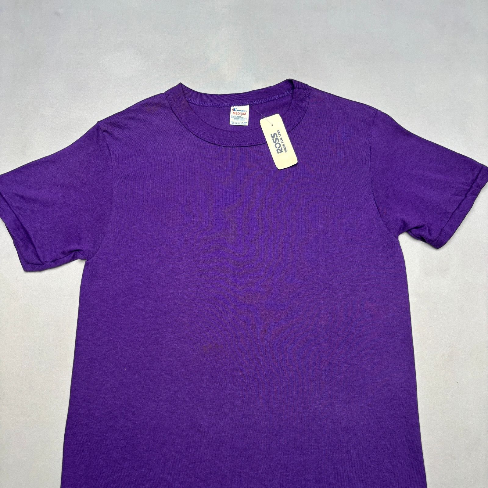 Champion Vintage 80s Champion Blank Tee Shirt Purple Men's Medium Size US M / EU 48-50 / 2 - 2 Thumbnail