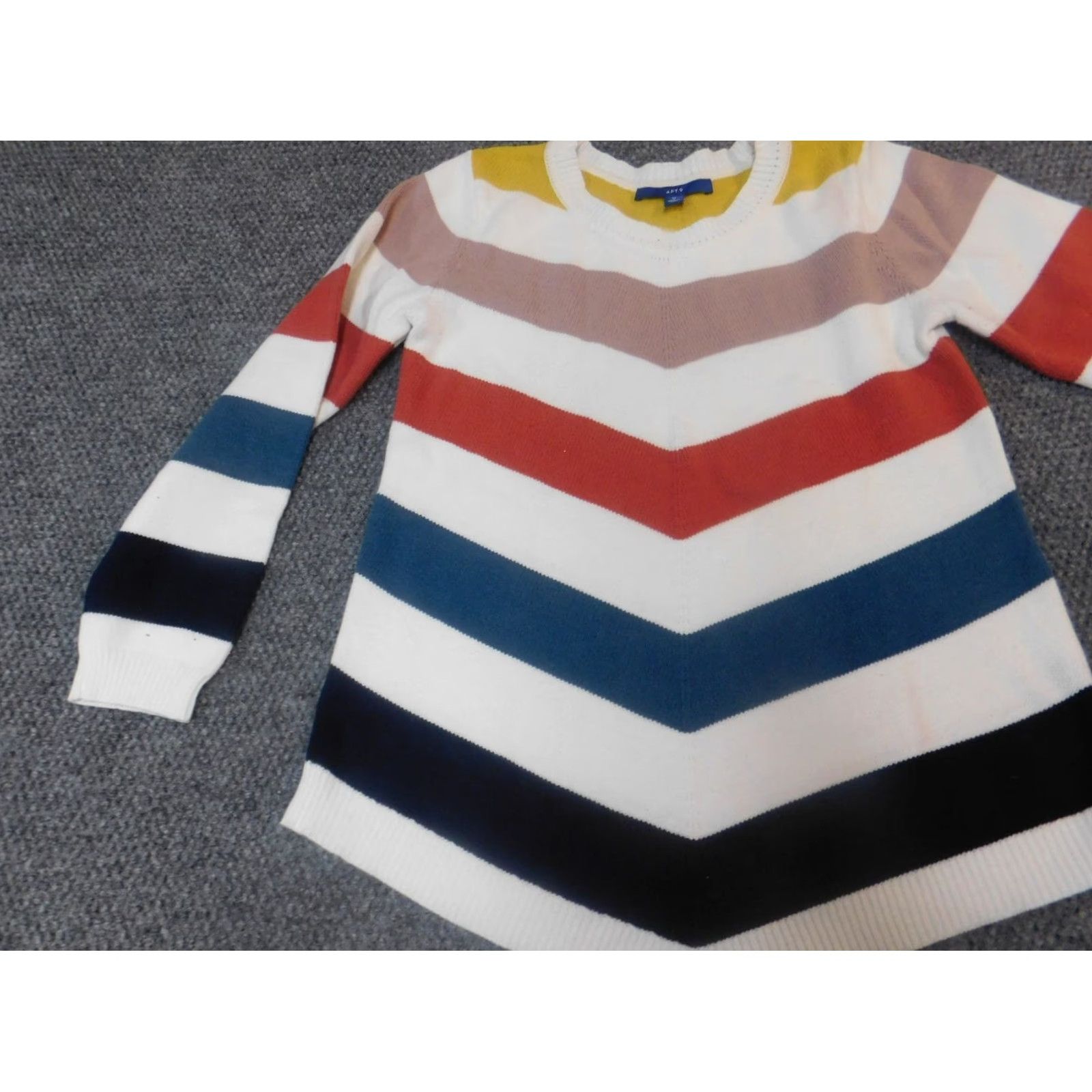 Apt. 9 Apt 9 Womens Sweater M Pullover White Striped Open-Knit Raglan Sleeve Crew Neck Stretch Button Regular Women Mens? Size M / US 6-8 / IT 42-44 - 3 Thumbnail