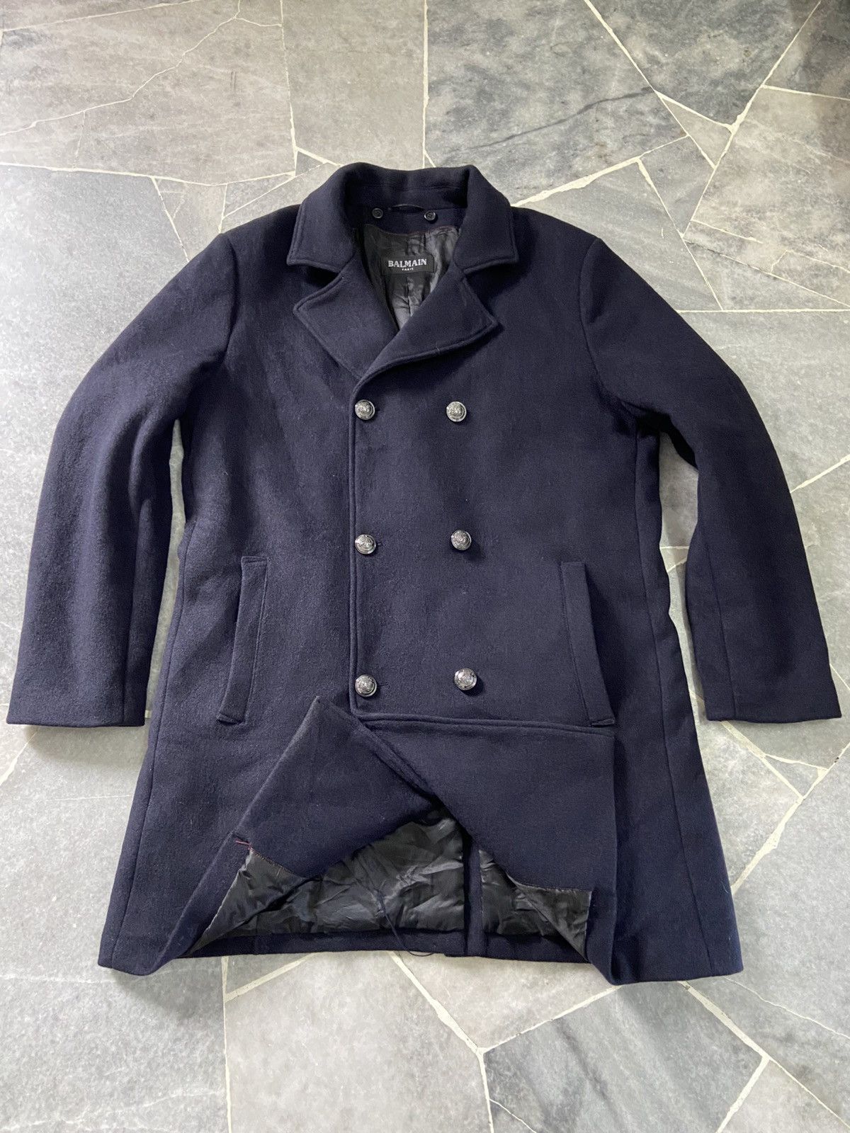 Balmain Balmain Navy Pea Coat Size US L / EU 52-54 / 3 - 1 Thumbnail