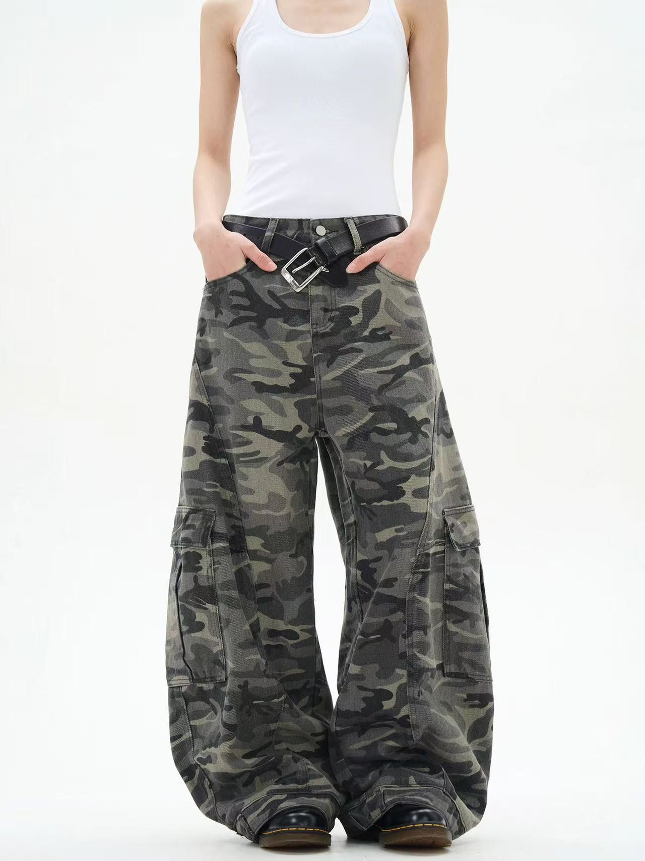 Japanese Brand American retro camouflage wide-leg cargo jeans Size US 32 / EU 48 - 4 Thumbnail