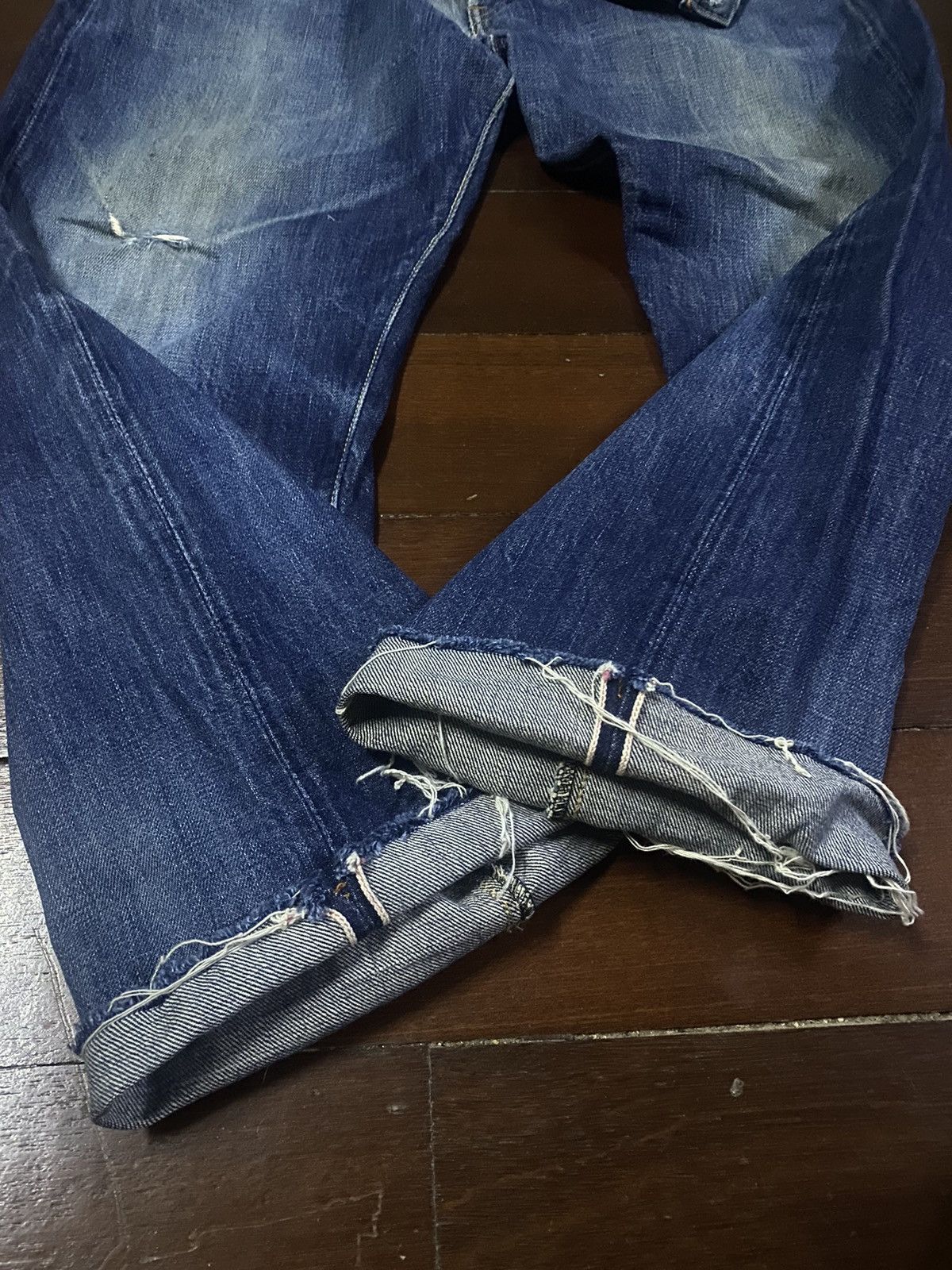 Orslow FIRE🔥 Vintage fullcount distressed wide leg selvedge denim Size US 36 / EU 52 - 13 Thumbnail