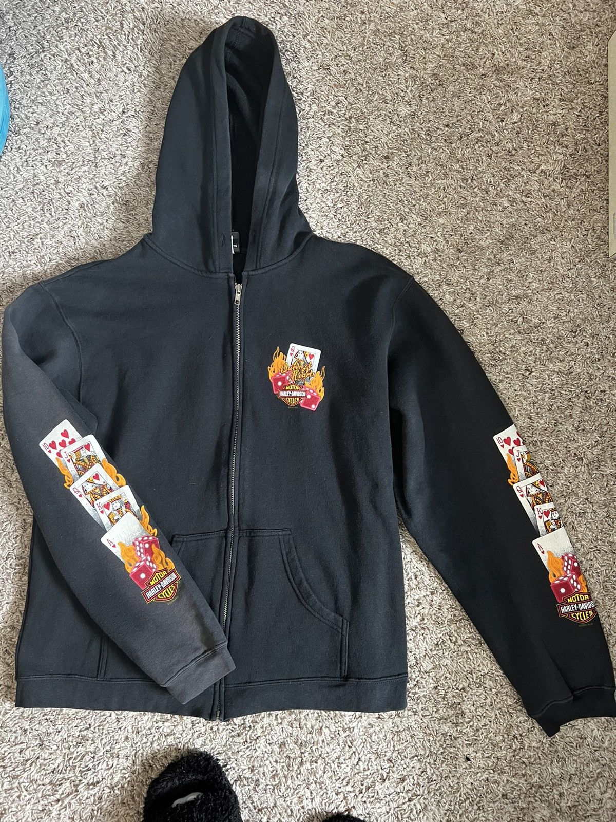 Harley Davidson × Vintage Harley Davidson Queen of Hearts zip up Size US M / EU 48-50 / 2 - 1 Thumbnail