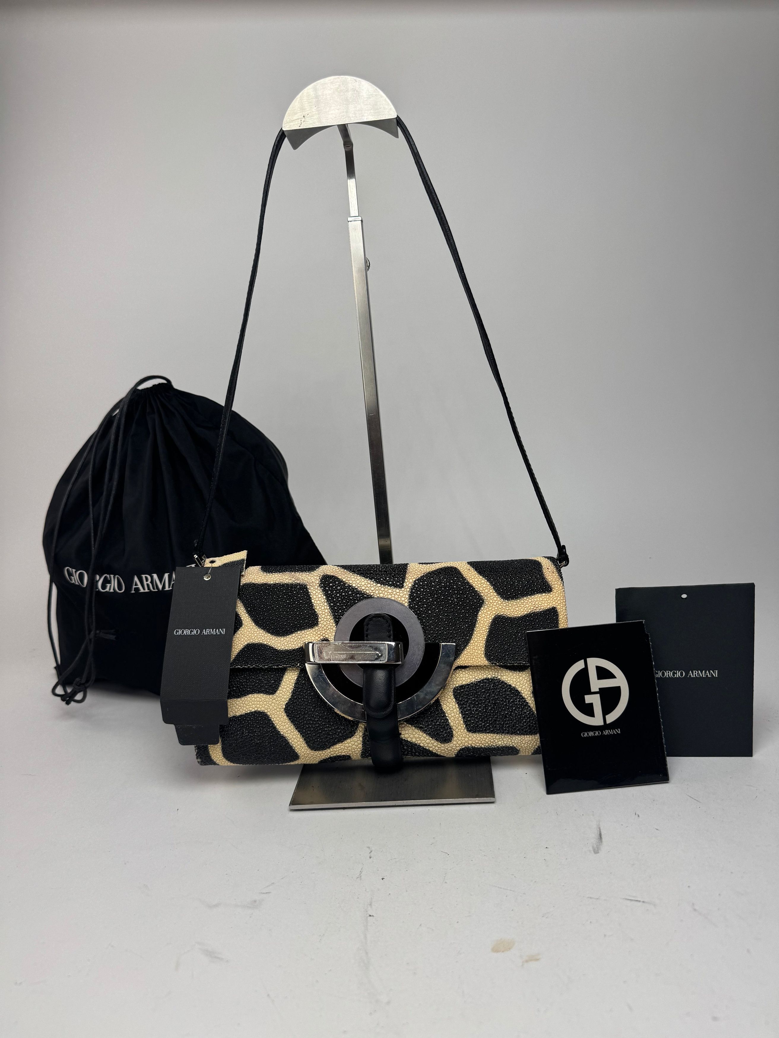 Giorgio Armani Vintage Leather Bag New With Tags black Yellow Size ONE SIZE - 1 Thumbnail