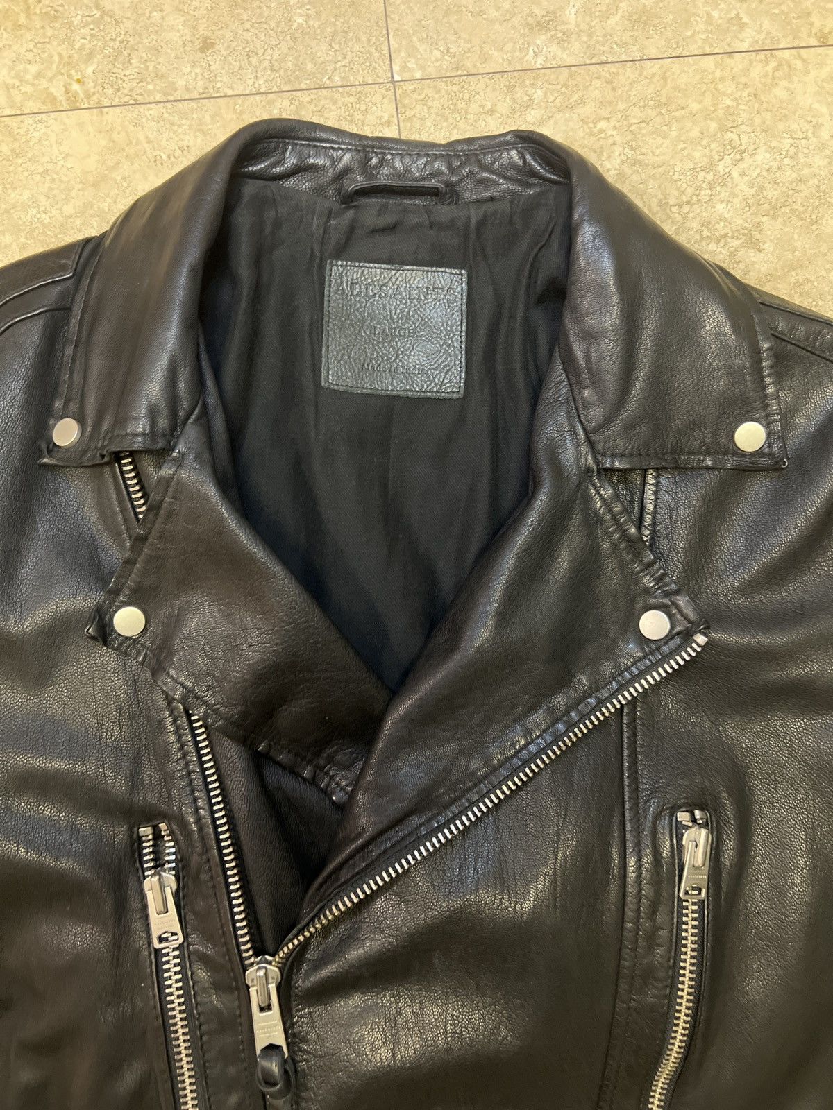 Allsaints Allsaints Black leather moto jacket Size US L / EU 52-54 / 3 - 3 Thumbnail
