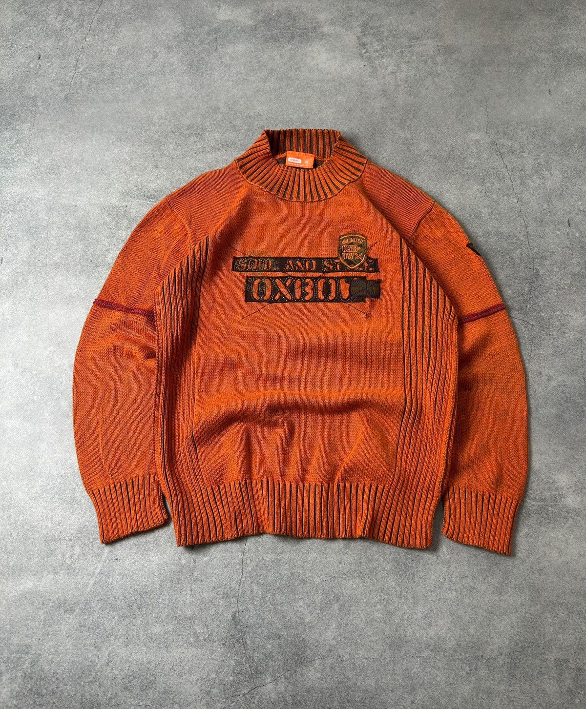 Oxbow Vintage Oxbow big logo orange knit-sweatshirt mens Size US M / EU 48-50 / 2 - 1 Thumbnail