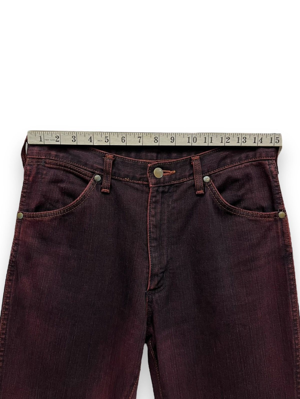 Wrangler 🔥VERY RARE🔥Vintage WRANGLER Smoke Maroon Flare Denim Size US 30 / EU 46 - 11 Thumbnail