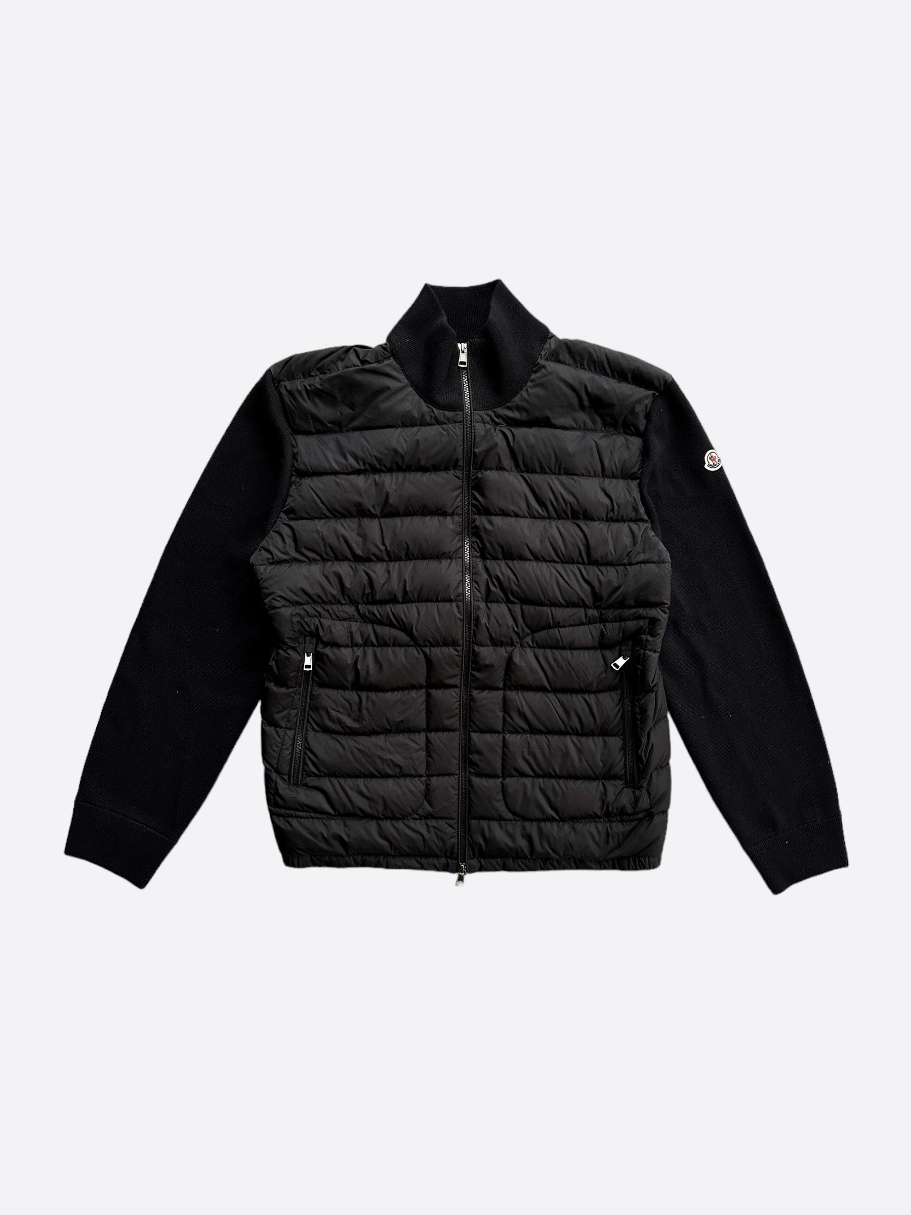 image of Moncler Black Tricot Puffer Cardigan, Men's (Size 2XL)