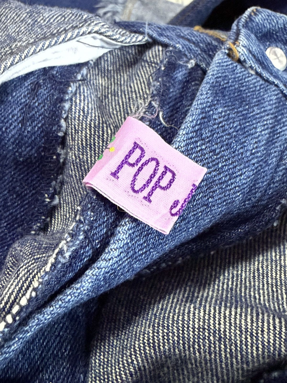 Angel Blue × Hysteric Glamour × Japanese Brand Pop Jelly Japan Penelled Frayed Patch Work Flared Jeans Size US 27 - 16 Thumbnail