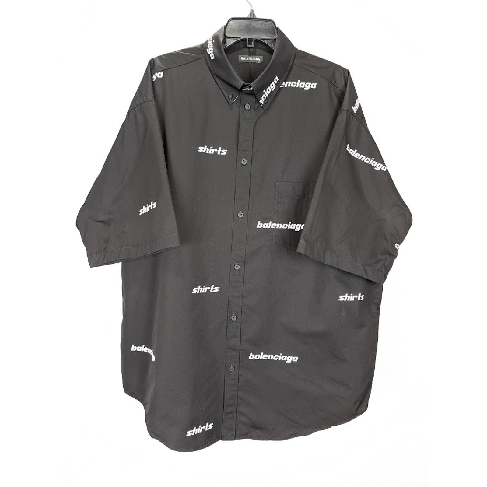 Balenciaga o1rshd1 Shirt Allover Poplin in Black/White Size US S / EU 44-46 / 1 - 2 Thumbnail