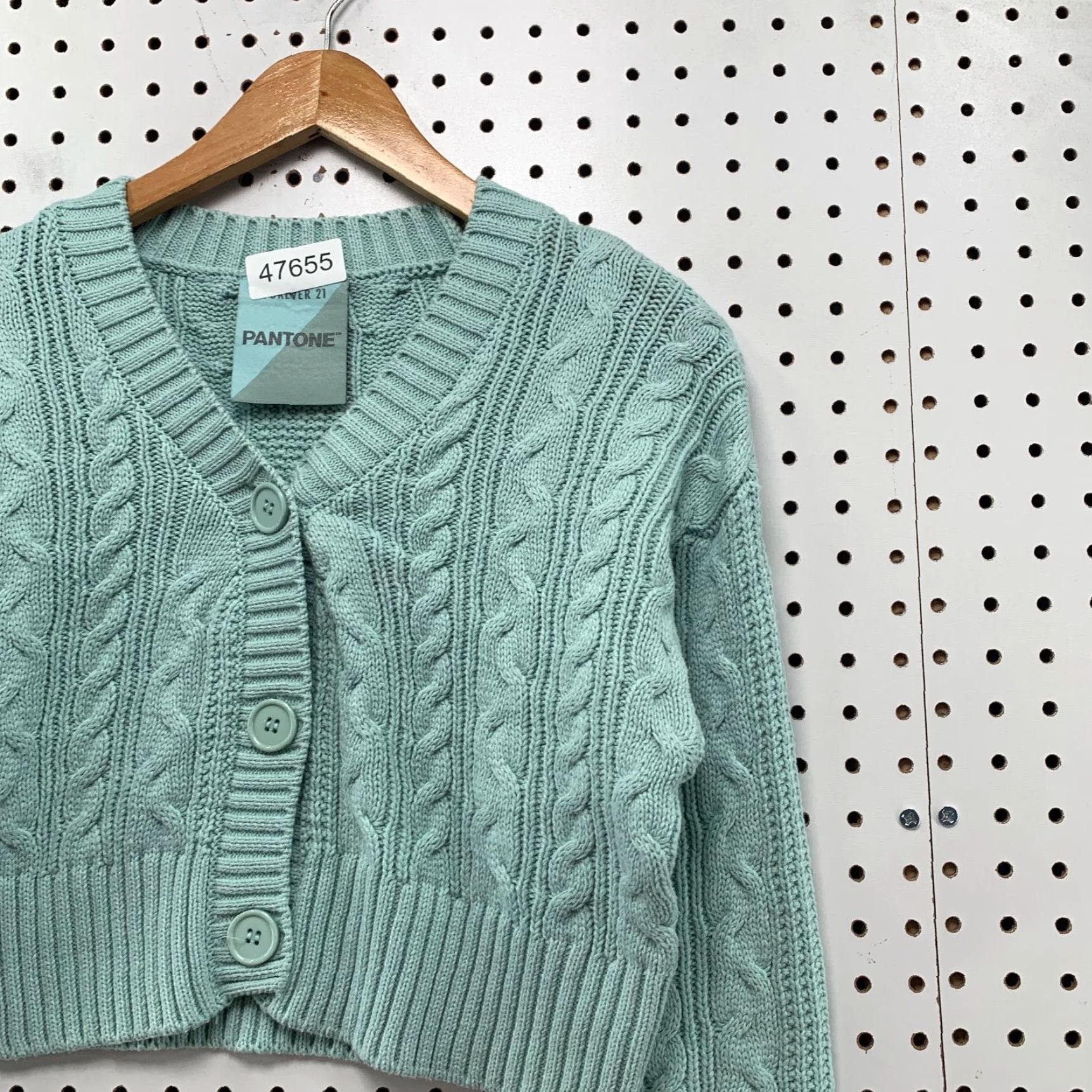 Forever 21 FOREVER 21 Cardigan Sweater Womens S Green Cable Knit Cropped V-Neck Knit - Pullover, Casual, Fall Winter, Solid Pattern Size S / US 4 / IT 40 - 7 Thumbnail