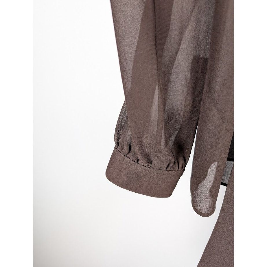 Saint Laurent Paris o1rshd1 Silk Lavalliere Shirt in Brown Size US S / EU 44-46 / 1 - 9 Thumbnail