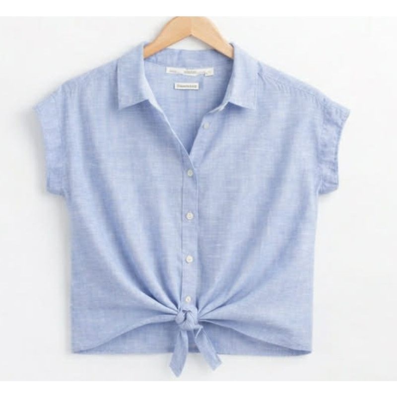 Weatherproof Weatherproof Vintage Linen Button Shirt Blue Tie Front MED Size M / US 6-8 / IT 42-44 - 1 Thumbnail
