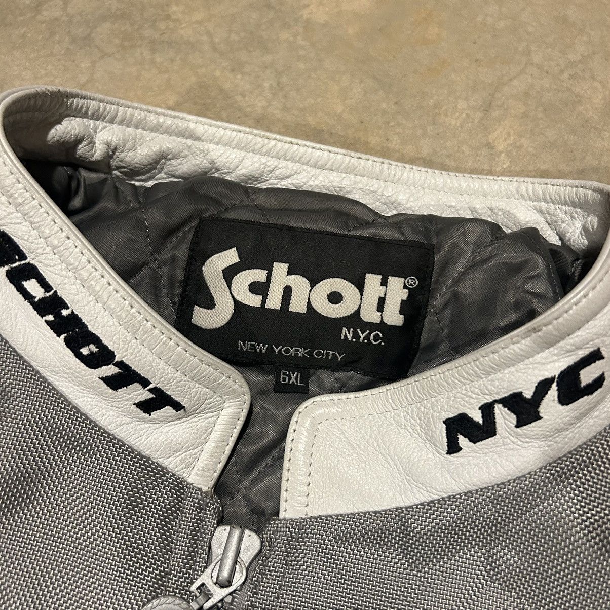 Schott × Vintage Crazy Vintage Y2K Schott NYC Oversized Racer Leather Jacket Size US XXL / EU 58 / 5 - 8 Thumbnail