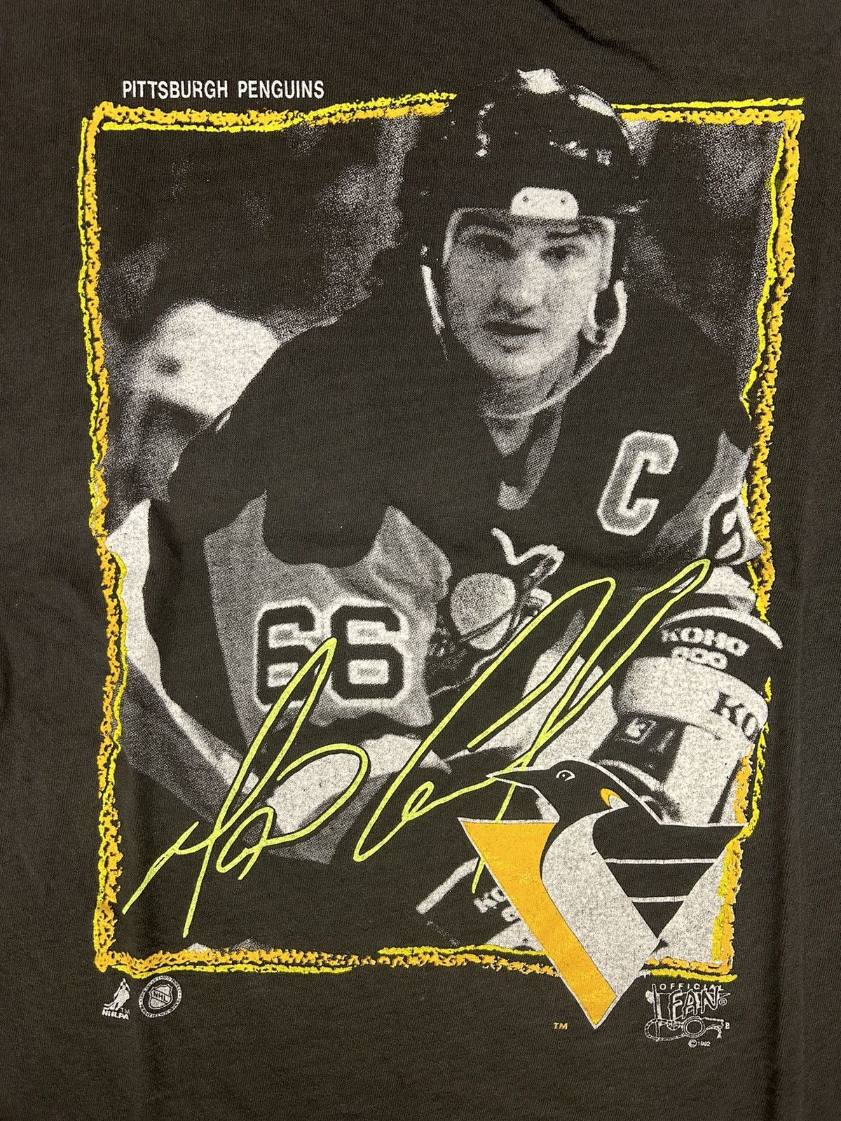 NHL Crazy Vintage 1992 Mario Lemieux Penguins NHL Black T-Shirt Size US L / EU 52-54 / 3 - 2 Thumbnail