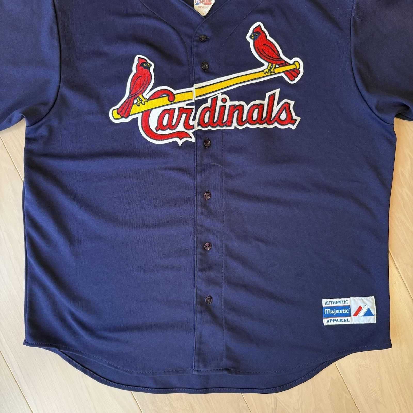 Majestic × Vintage Vintage St Louis Cardinals Jersey XL Navy 90s Majestic Size US XL / EU 56 / 4 - 4 Thumbnail