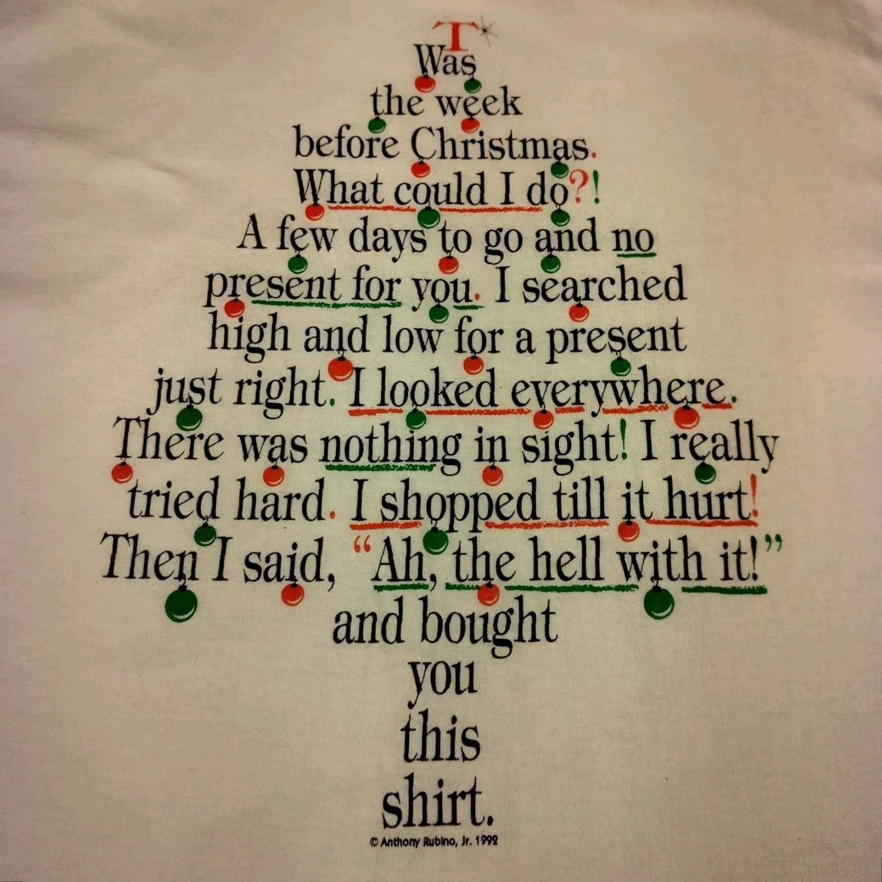 Vintage VINTAGE 90s Screen Stars Christmas T-Shirt Funny Gift Tree White XL Single Stitch Mens Size US XL / EU 56 / 4 - 2 Thumbnail