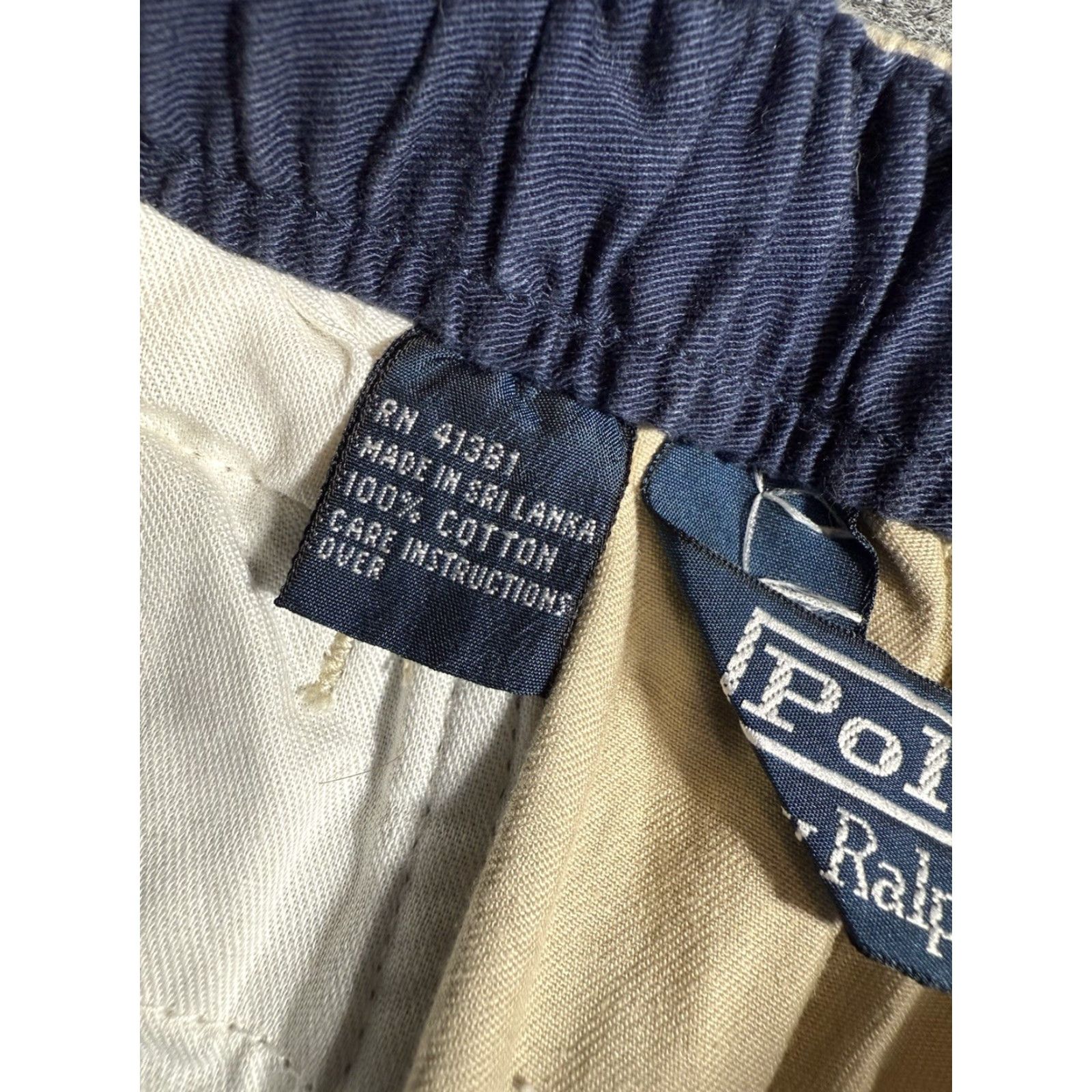 Polo Ralph Lauren VINTAGE 90s/Y2K Polo Ralph Lauren Shorts Khaki Beige Drawstring Pull On Mens L Chino Polo Ralph Lauren Size 36" / US 14 / IT 50 - 7 Thumbnail