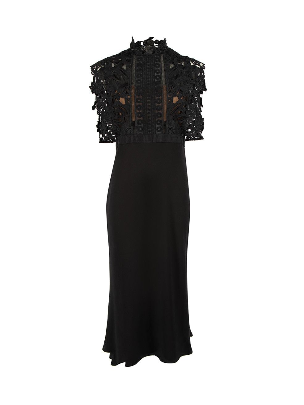 Self-Portrait Black Lace Ruffle Maxi Dress