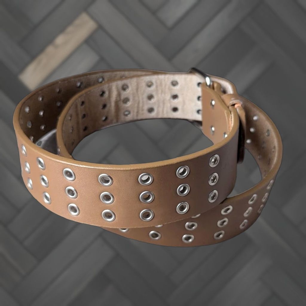 Vintage VINTAGE studded belt Men Brown leather 38 belt Studded Riveted Gothic Y2K 1990s Size 38 - 1 Thumbnail