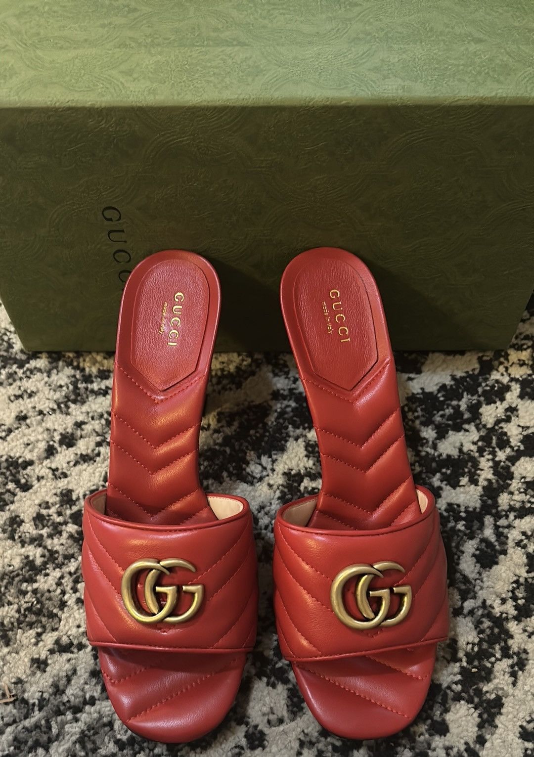 Gucci Gucci Double G Marmont Slide Sandal Mules Maple Red 40.5 Size US 10.5 / IT 40.5 - 2 Thumbnail